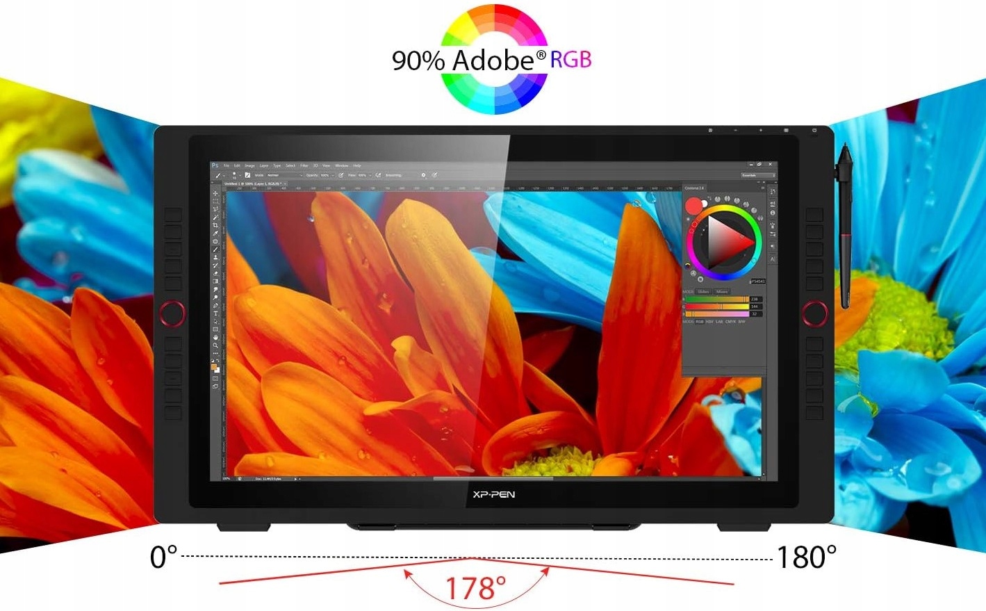 Wyświetlacz 23,8'' z 90% gamą kolorów Adobe RGB