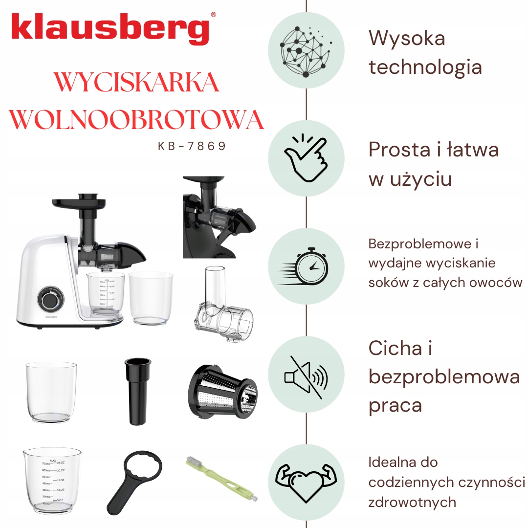 Sokowirówka Wyciskarka Wolnoobrotowa Klausberg KB-7869