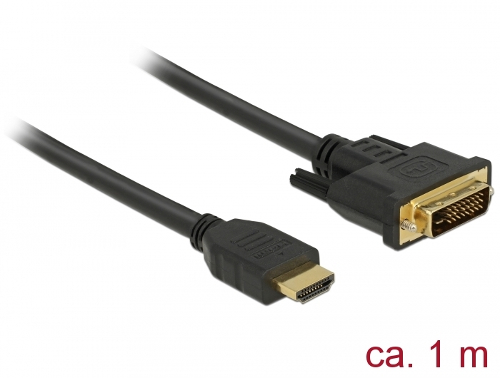 Kabel HDMI - DVI Delock 85652 1m czarny – Idealne połączenie dla Twojego sprzętu