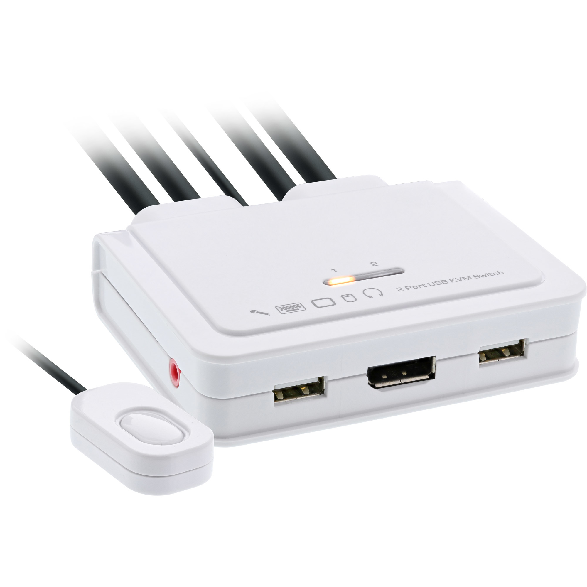Przełącznik InLine® KVM Switch 2-portowy – USB-C + DisplayPort 1.2, 4K z audio