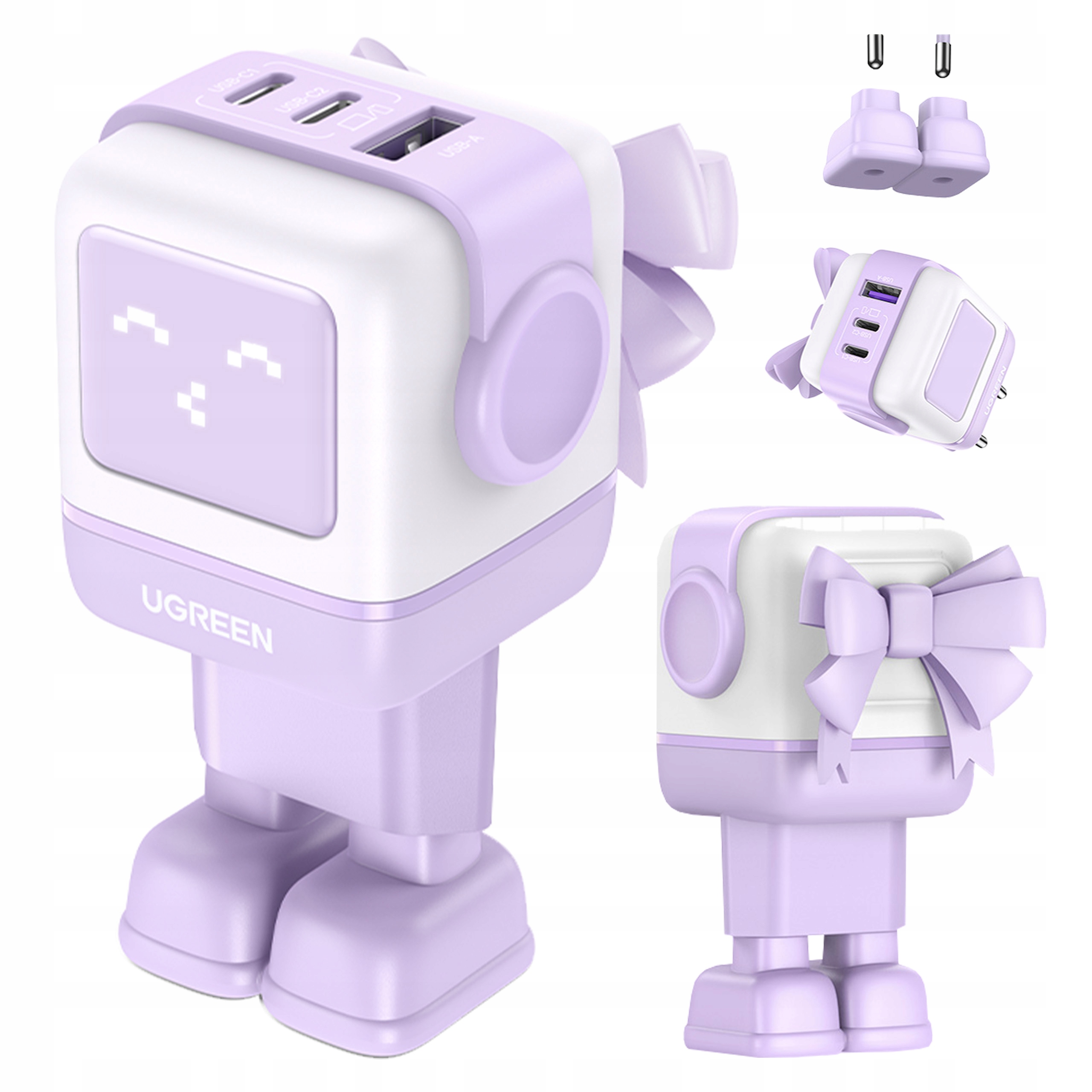 Ładowarka sieciowa Ugreen Nexode Robot GaN 2xUSB-A, USB-C 65W – Funkcjonalność i styl w jednym