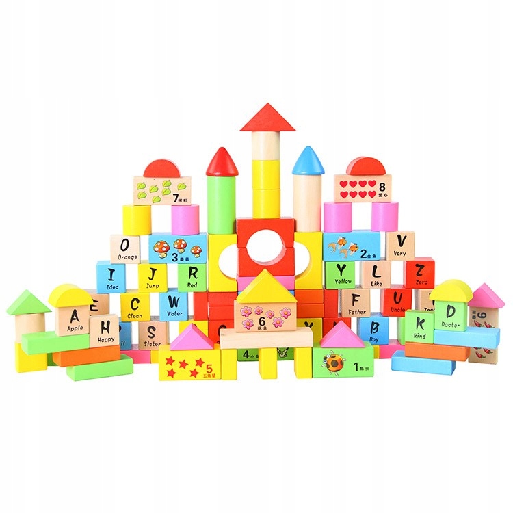 iBOX Drewniany zestaw klocków 100 elementów – Kreatywna zabawa dla dzieci