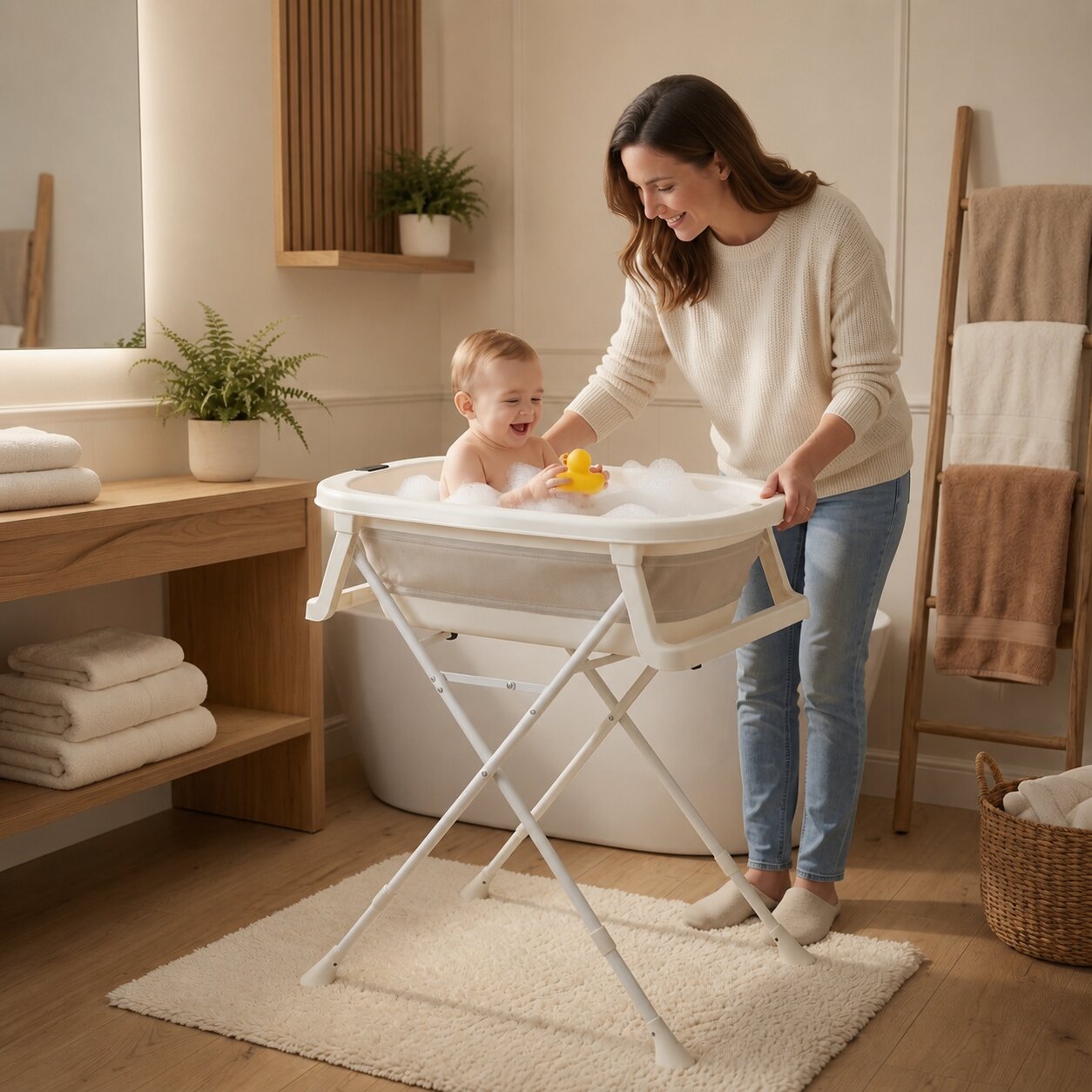 Stabilny stelaż i ergonomiczna konstrukcja – Ułatwienie dla rodziców