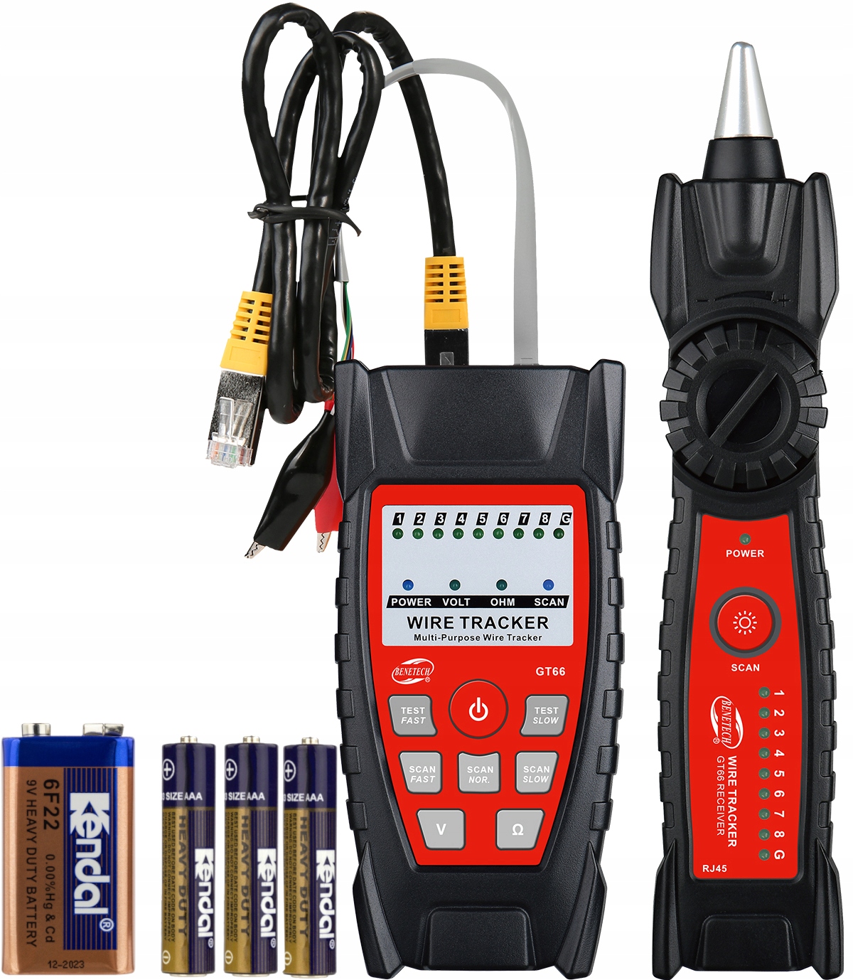 Tester lokalizator kabli sieciowych RJ45 RJ11 z diodami LED GT66 BENETECH – Profesjonalne narzędzie do kontroli okablowania