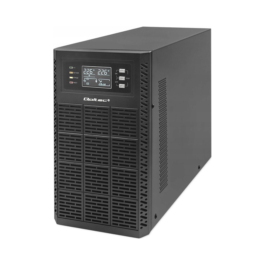Qoltec Zasilacz awaryjny UPS | 3kVA | 3000W | Współczynnik mocy 1.0 | LCD | EPO | USB | On-line