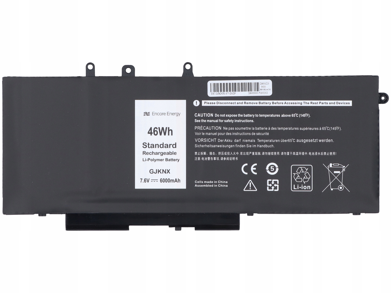 Wysoka pojemność 6000 mAh dla dłuższej pracy