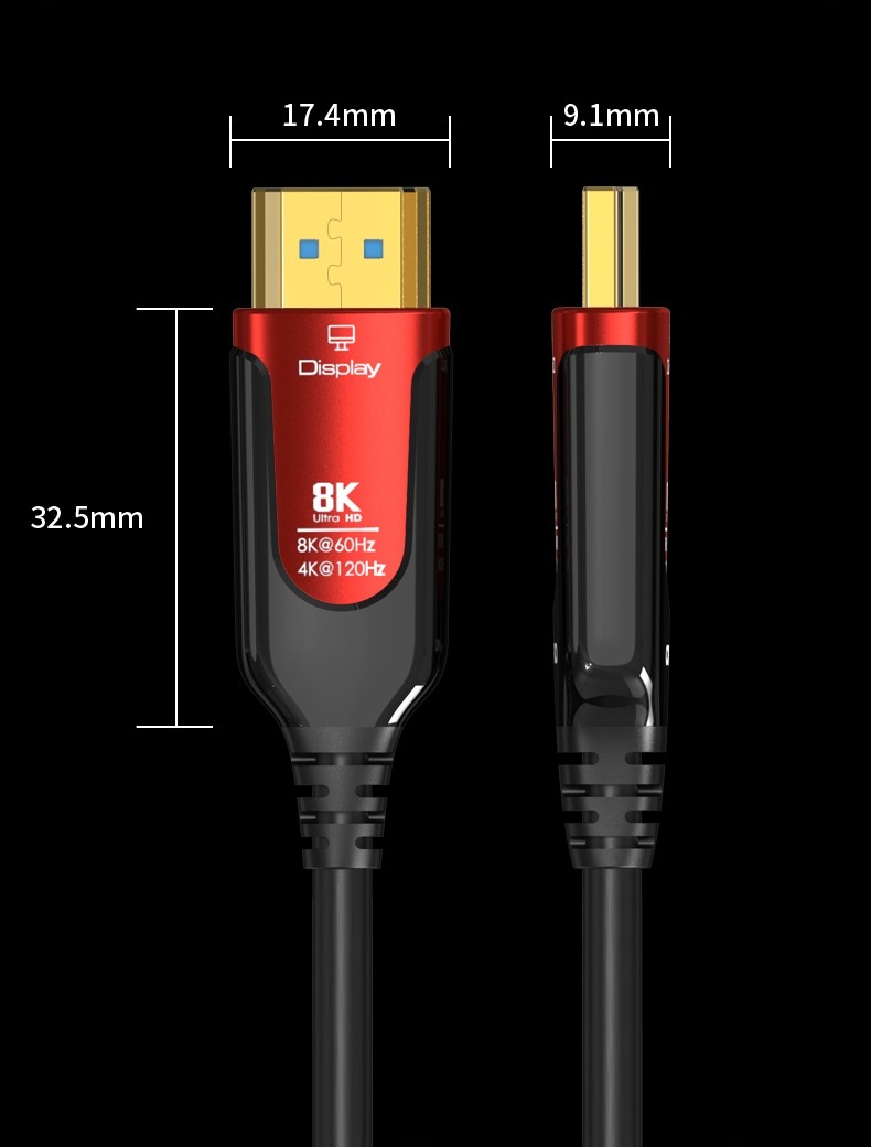 Elastyczny kabel optyczny z pozłacanymi złączami