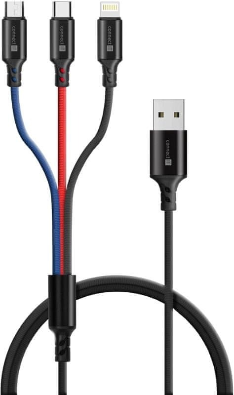 CONNECT IT Magnetický kabel PowerLink 3v1 – Uniwersalne rozwiązanie do ładowania