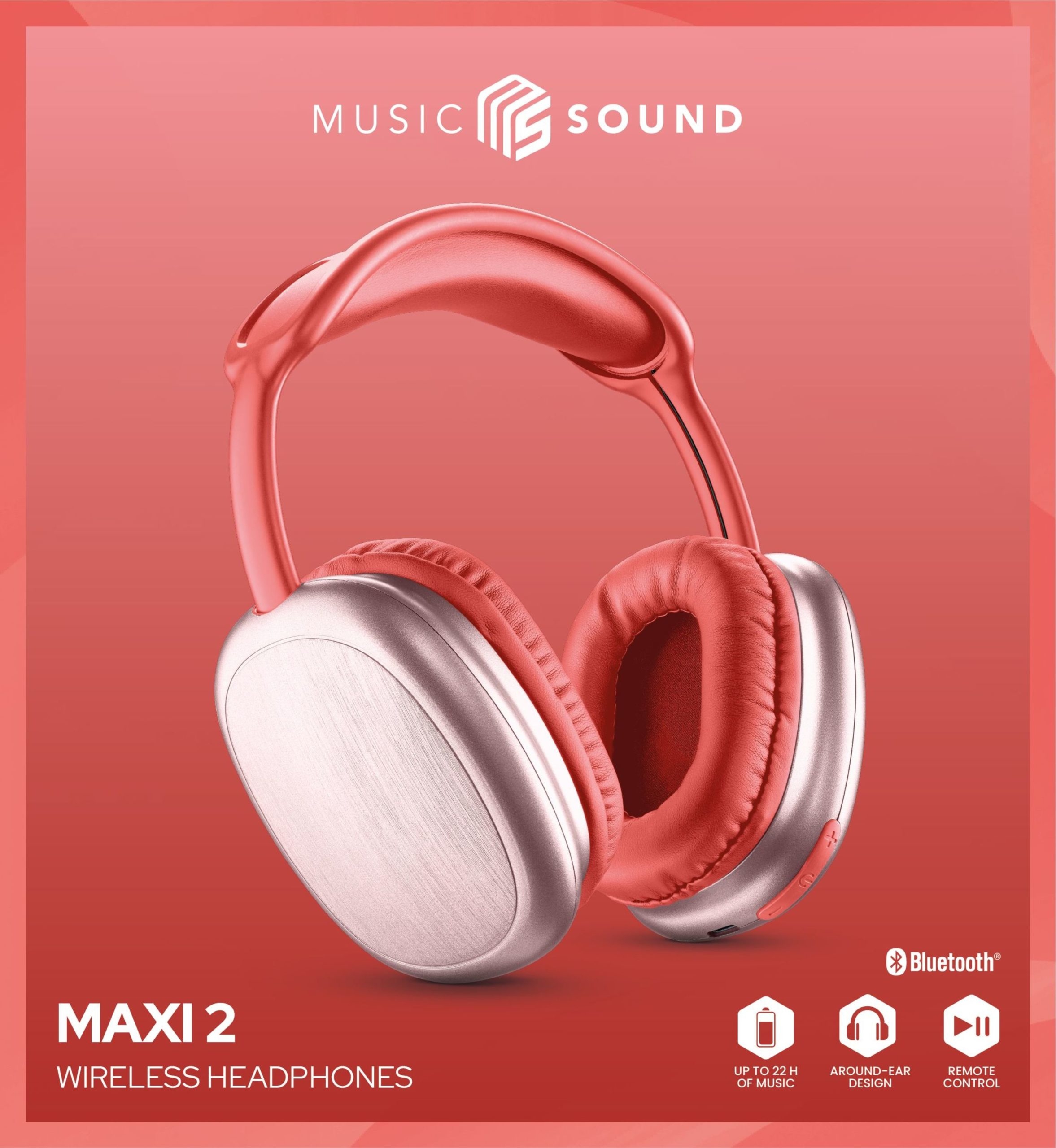 Słuchawki nauszne Cellularline Music & Sound Bluetooth Headphone MAXI 2 Czerwony – Doskonała jakość dźwięku