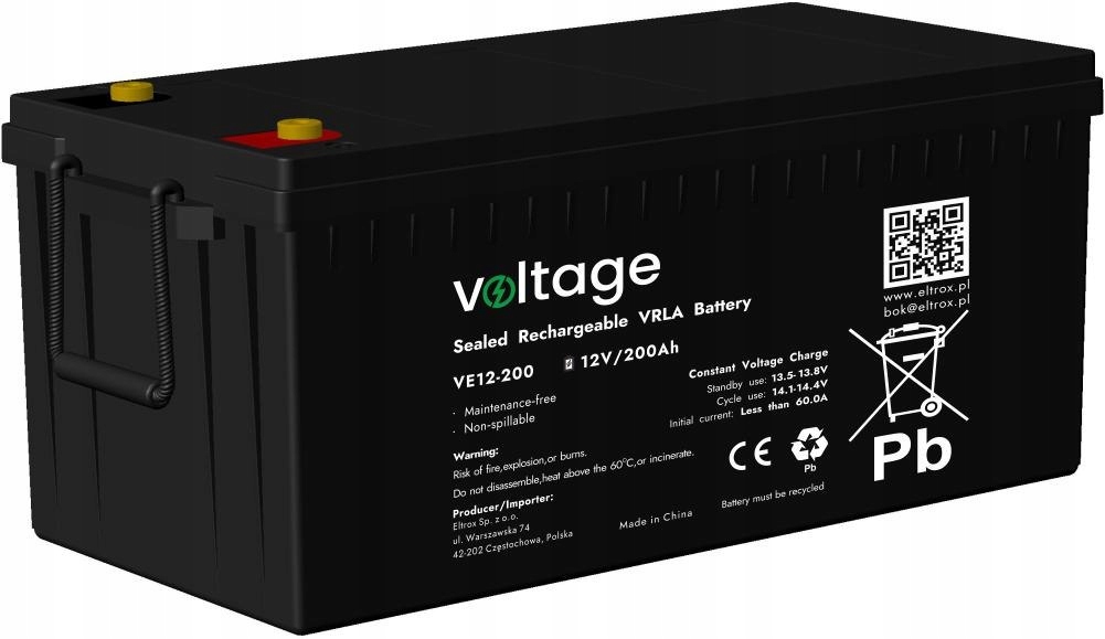 Akumulator AGM Voltage 12V 200Ah VE12-200 – Niezawodne źródło energii