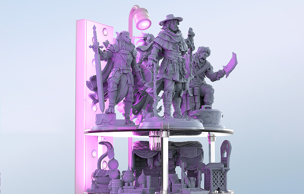 Urządzenie do mycia i utwardzania modeli 3D AnyCubic Wash & Cure 3 Plus - Utwardzanie większej liczby modeli jednocześnie