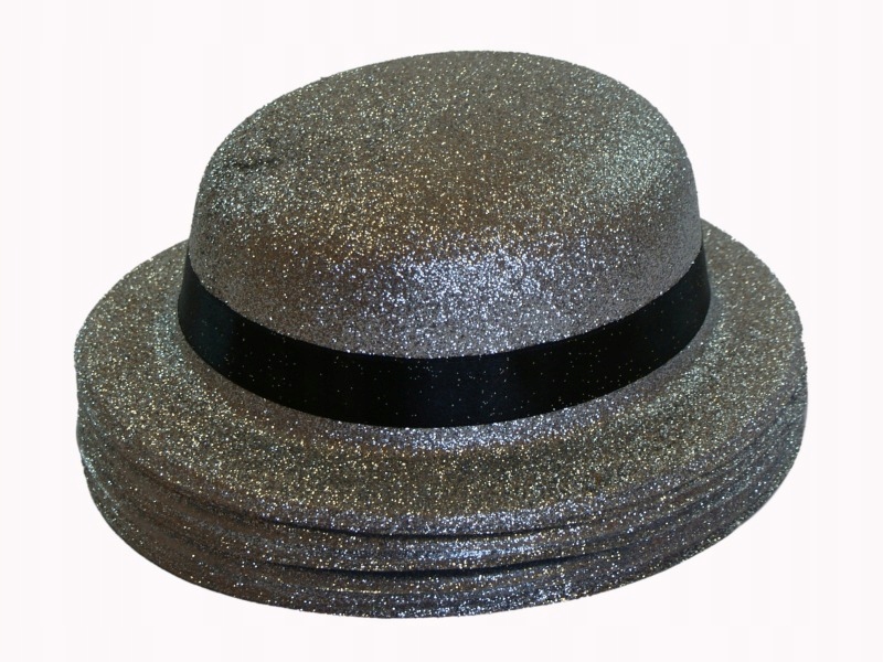 Kapelusz 6szt. brokatowy MELONIK SREBRNY | 58-32 – Idealny dodatek na każdą okazję