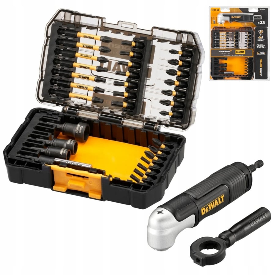 Zestaw bitów z uchwytem kątowym McLaren Black Edition DT70782 – Wysoka jakość i precyzja