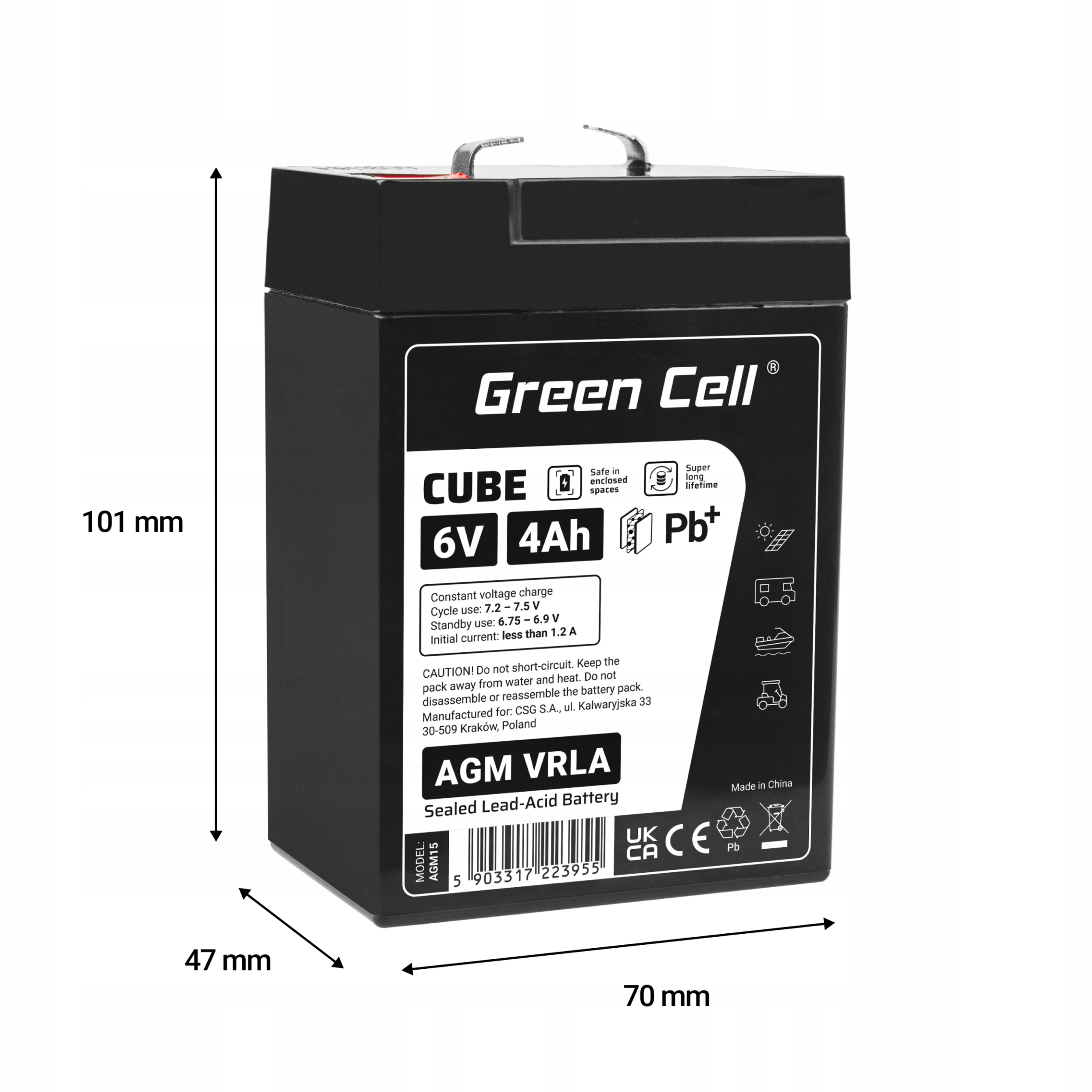 Akumulator Green Cell Cube AGM VRLA IP54 6V 4Ah – Niezawodne źródło energii