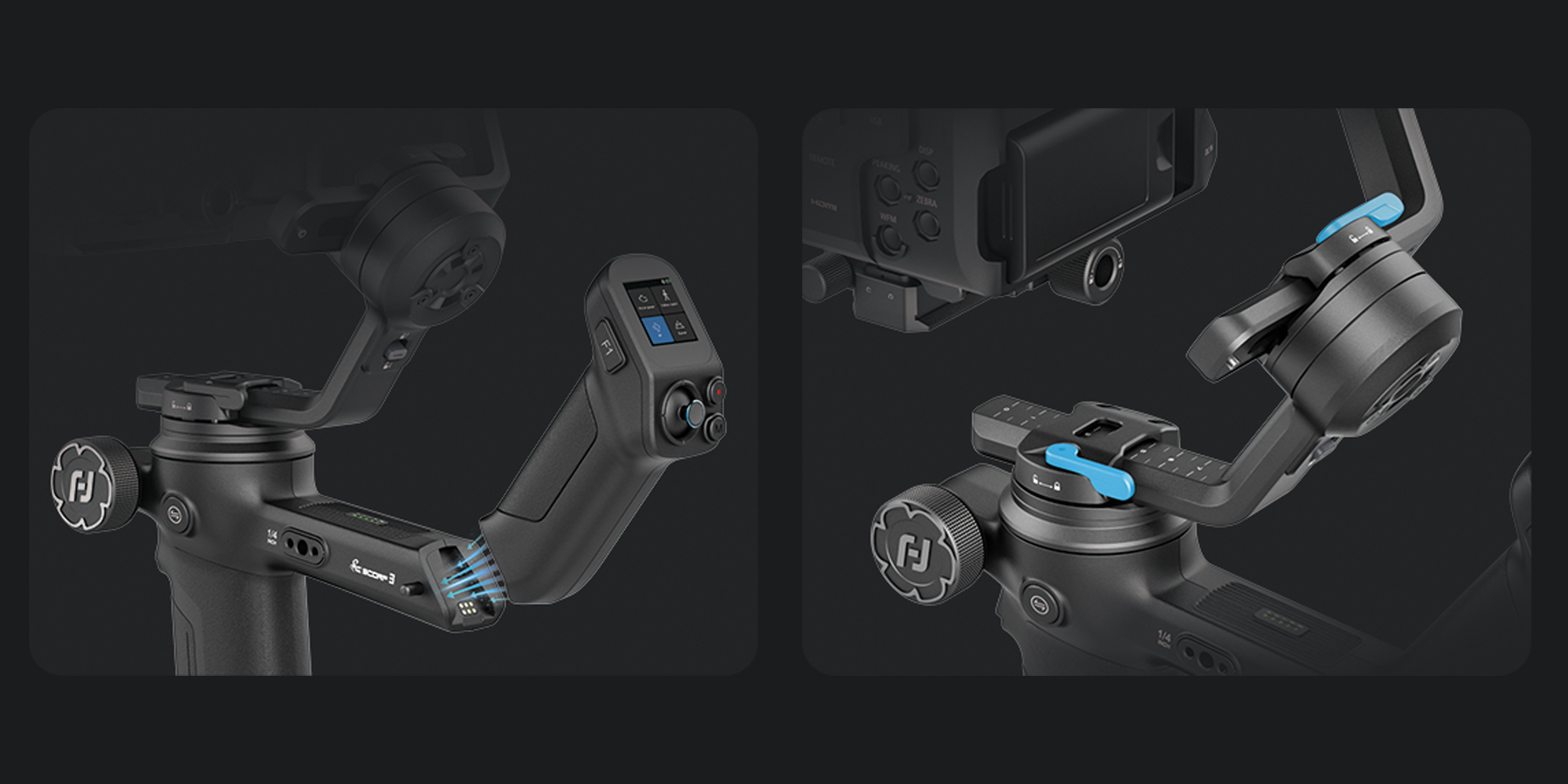 width=100% Gimbal ręczny FeiyuTech Scorp 3 Kit do aparatów VDSLR i kamer