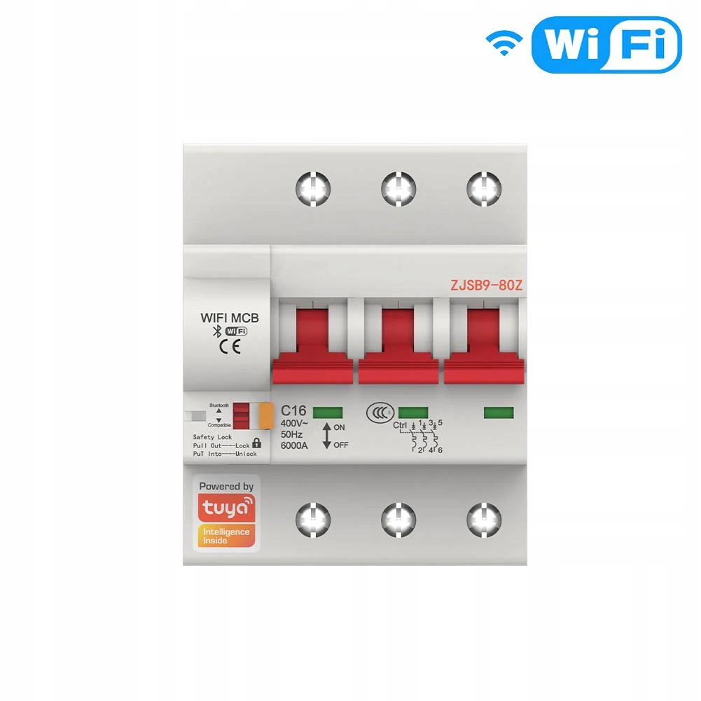Wyłącznik nadprądowy 3P 25A Wi-Fi TUYA WCB-SC-3P25M – Inteligentne zarządzanie energią w Twoim domu