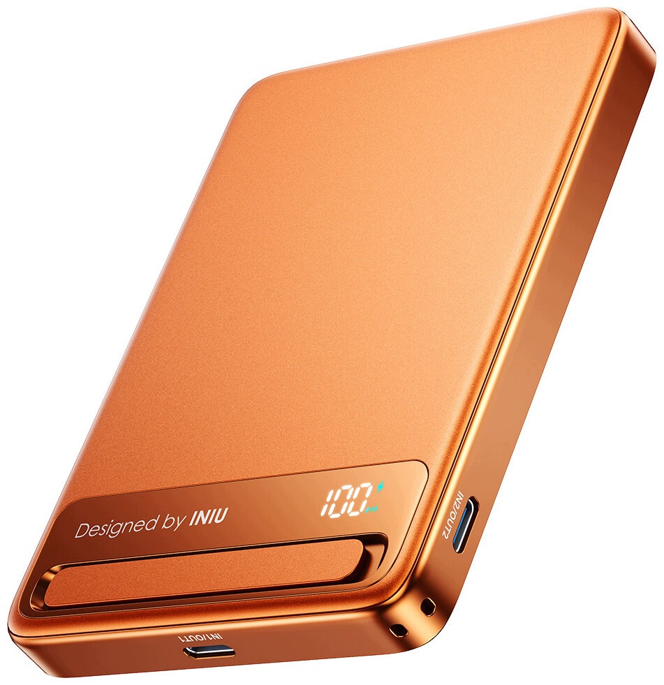 MagPro Slim – Magnetyczny powerbank bezprzewodowy Qi 10 000mAh w kolorze pomarańczowym