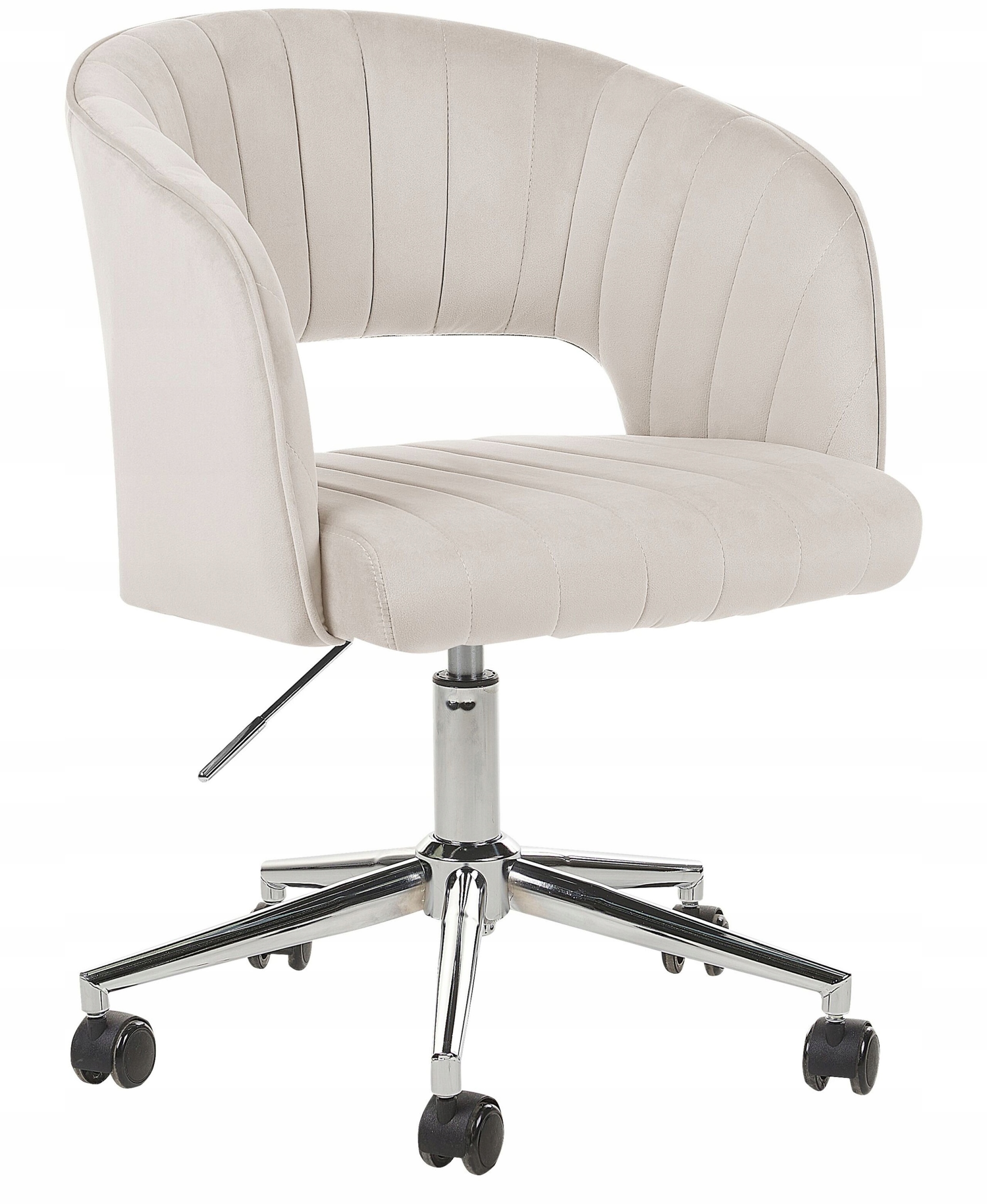 Krzesło biurowe regulowane welurowe beżowe KATONAH – Elegancja i komfort w Twoim biurze