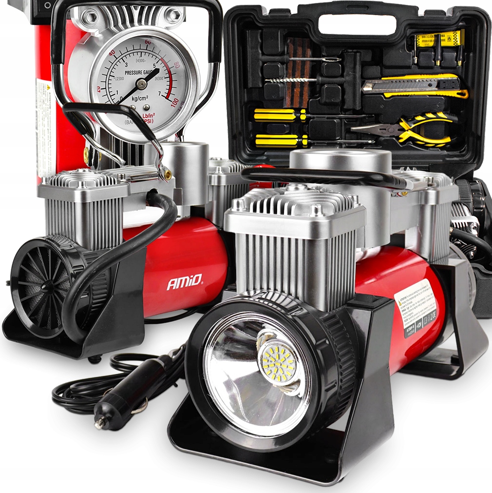 Kompresor metalowy 2 cylindry 12V HQ – Niezawodny pomocnik w Twoim domu i ogrodzie