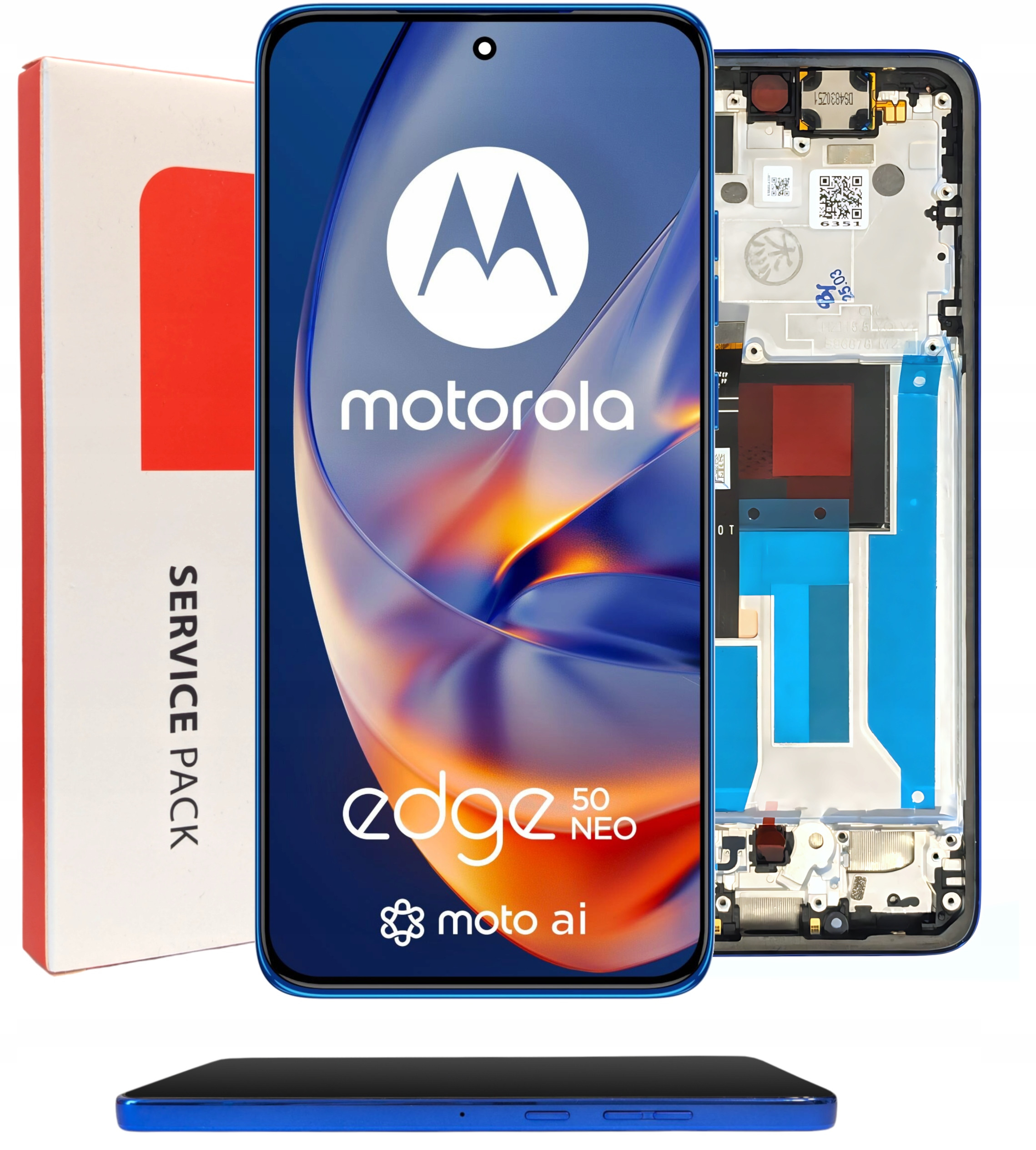 Oryginalny Wyświetlacz LCD do Motorola Edge 50 Neo w Ramce Niebieskiej