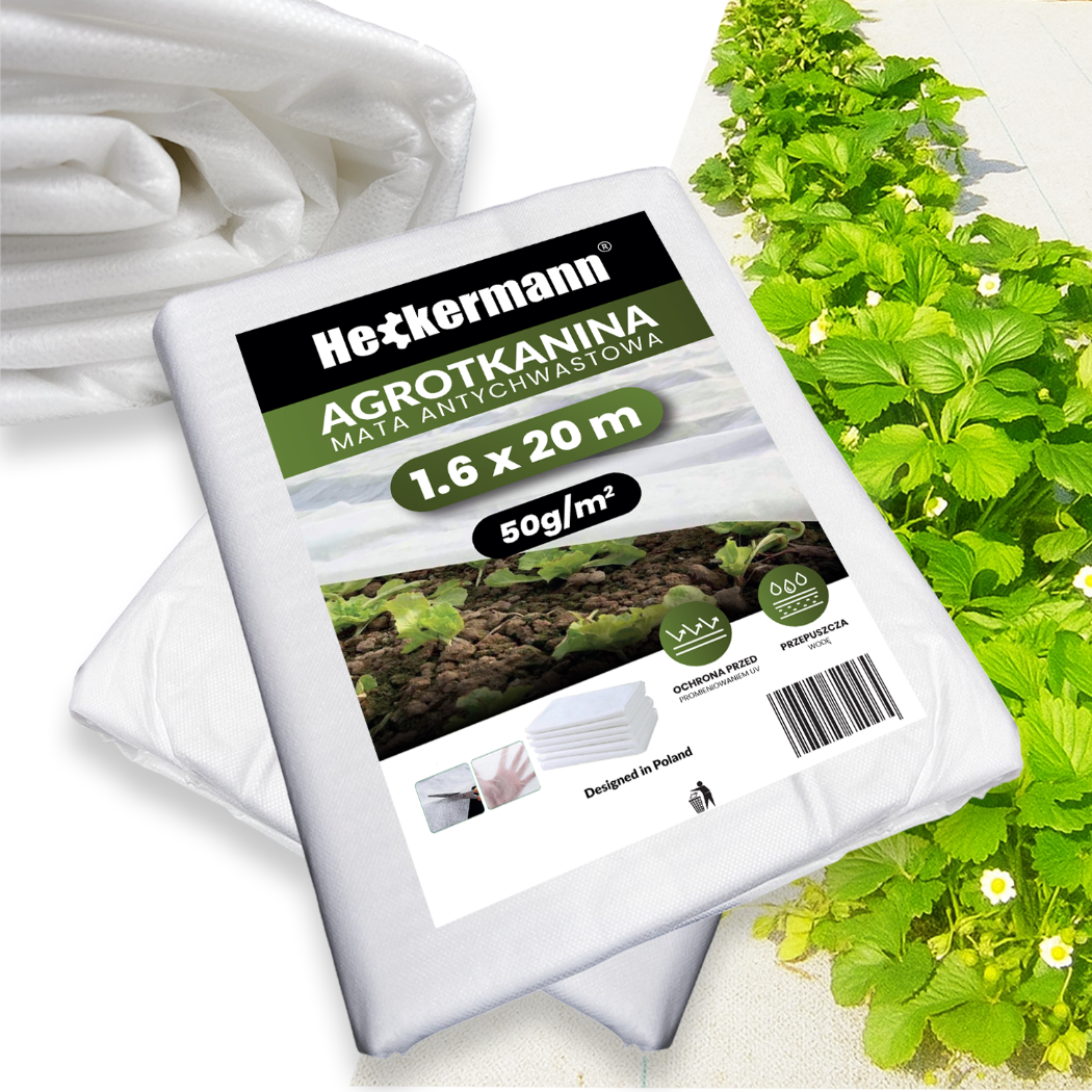 Agrotkanina Heckermann 1,6x20m 50g/m² – Ochrona Twojego ogrodu przez cały rok