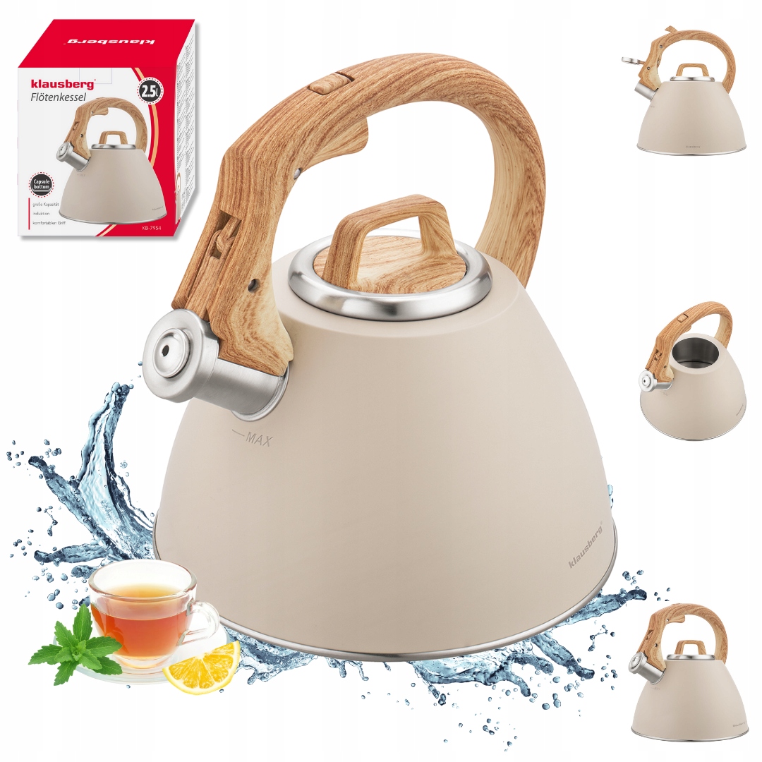Czajnik Stalowy z Gwizdkiem 2,5L KB-7954 – Elegancja i Funkcjonalność w Twojej Kuchni