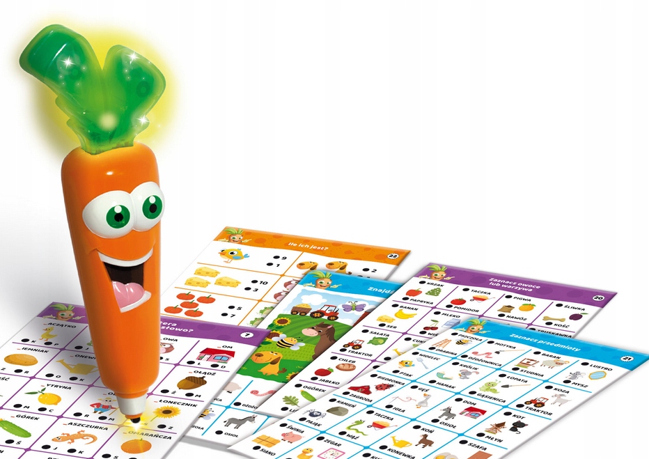 Interaktywne karty edukacyjne i mówiąca Carotina
