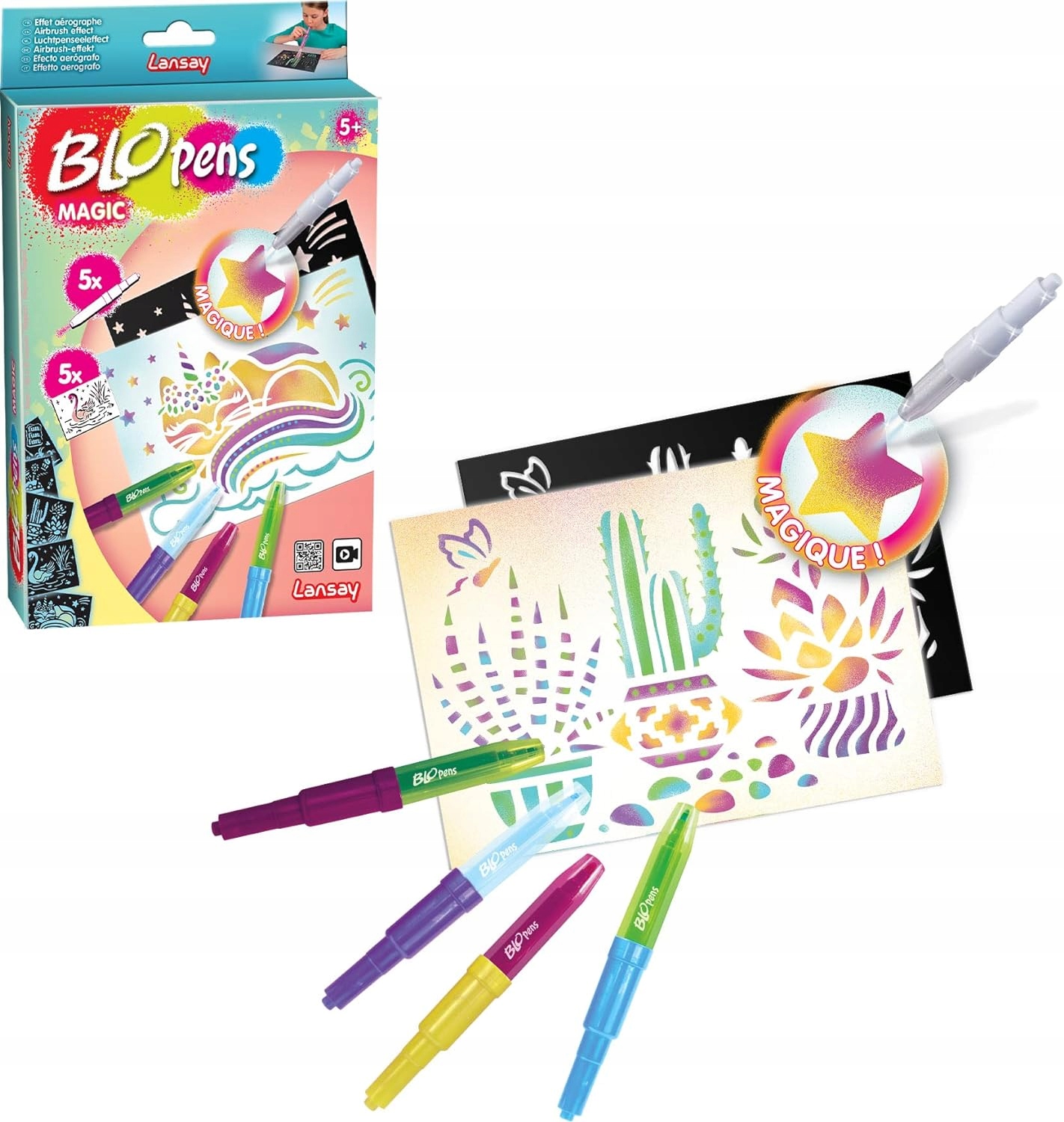 Zawartość zestawu: długopisy, aktywator i szablony