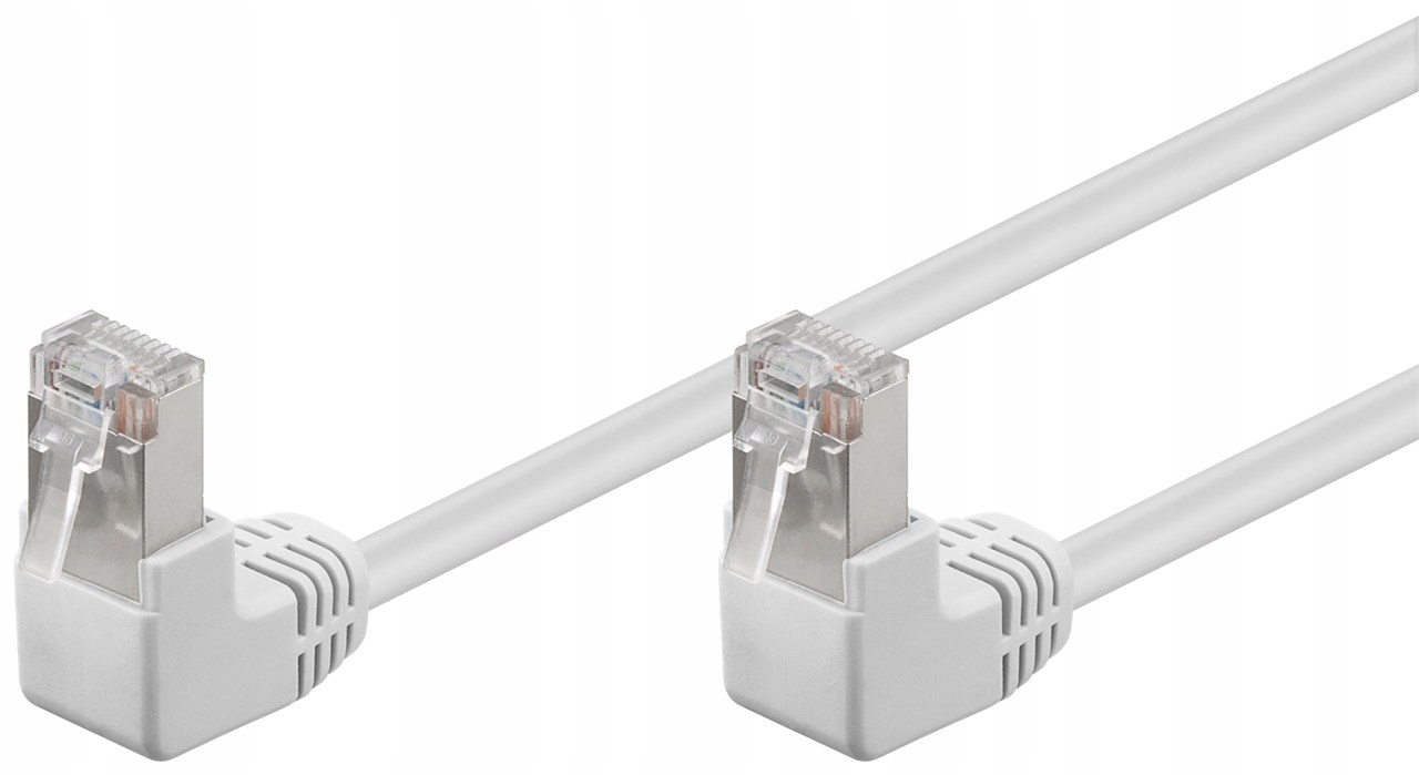 CAT 5e Kabel łączący 2x 90° pod kątem, F/UTP, Biały - Długość kabla 3 m