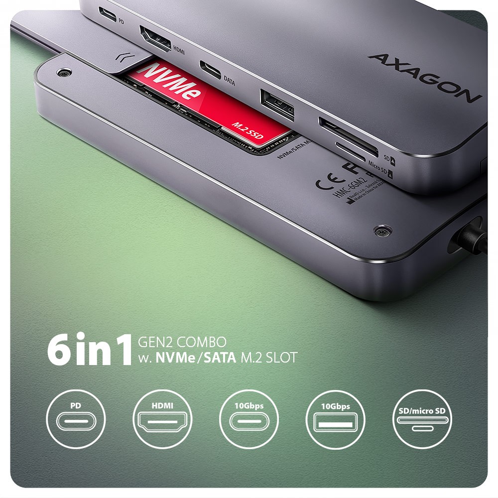 Hub USB Axagon HMC-6GM2 – Rozszerz funkcjonalność swojego urządzenia