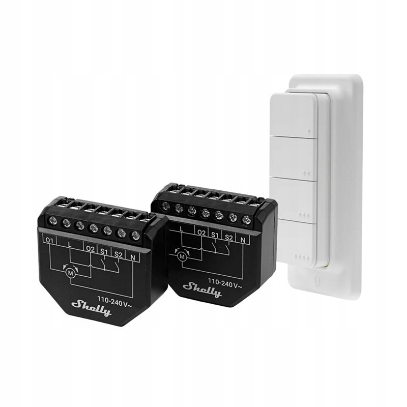 Zestaw 2 sterowników WiFi do rolet/zasłon Shelly Shutter + BLU RC Button 4 – Nowoczesna automatyzacja Twojego domu