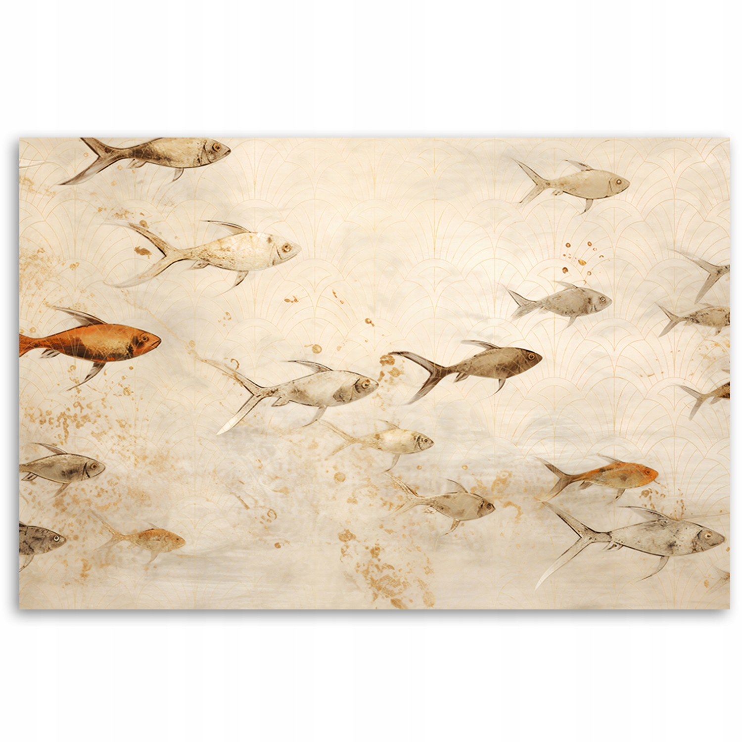 Feeby obraz na płótnie boho do łazienki spa ryby na beżowym tle 60x40 – Idealna dekoracja do Twojego wnętrza