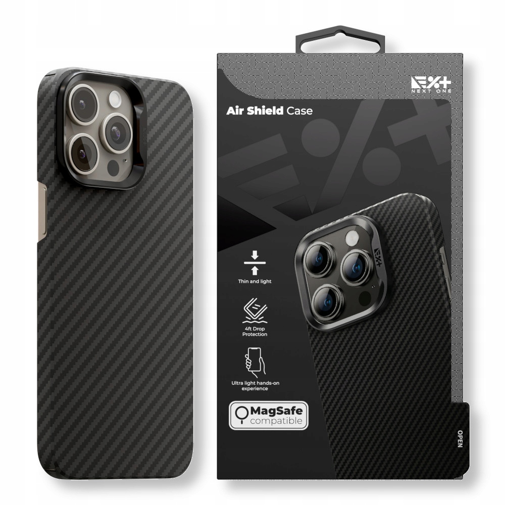 NEXT ONE Etui AirShield MagSafe Carbon iPhone 16 Pro – Doskonała ochrona dla Twojego telefonu