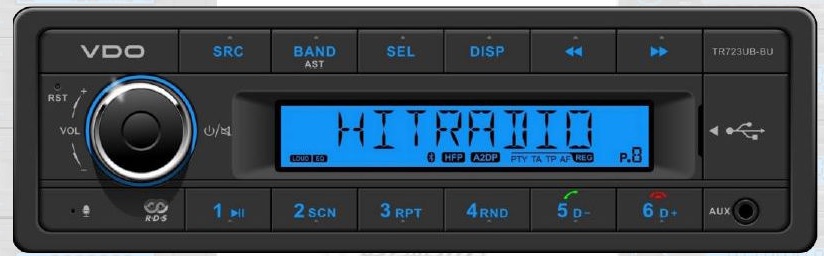 VDO TR723UB-BU – Radio samochodowe z Bluetooth i USB dla TIR-ów