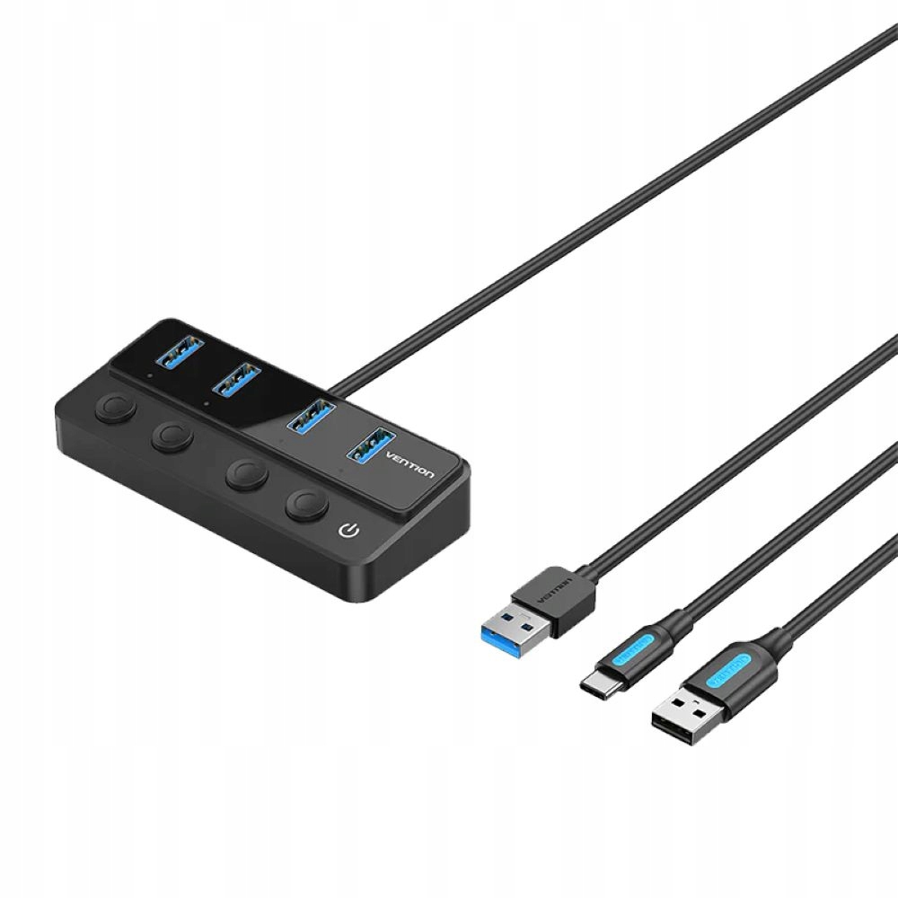 Hub USB 3.0 Vention 5 w 1 z indywidualnymi przełącznikami zasilania – Twoje centrum podłączeń