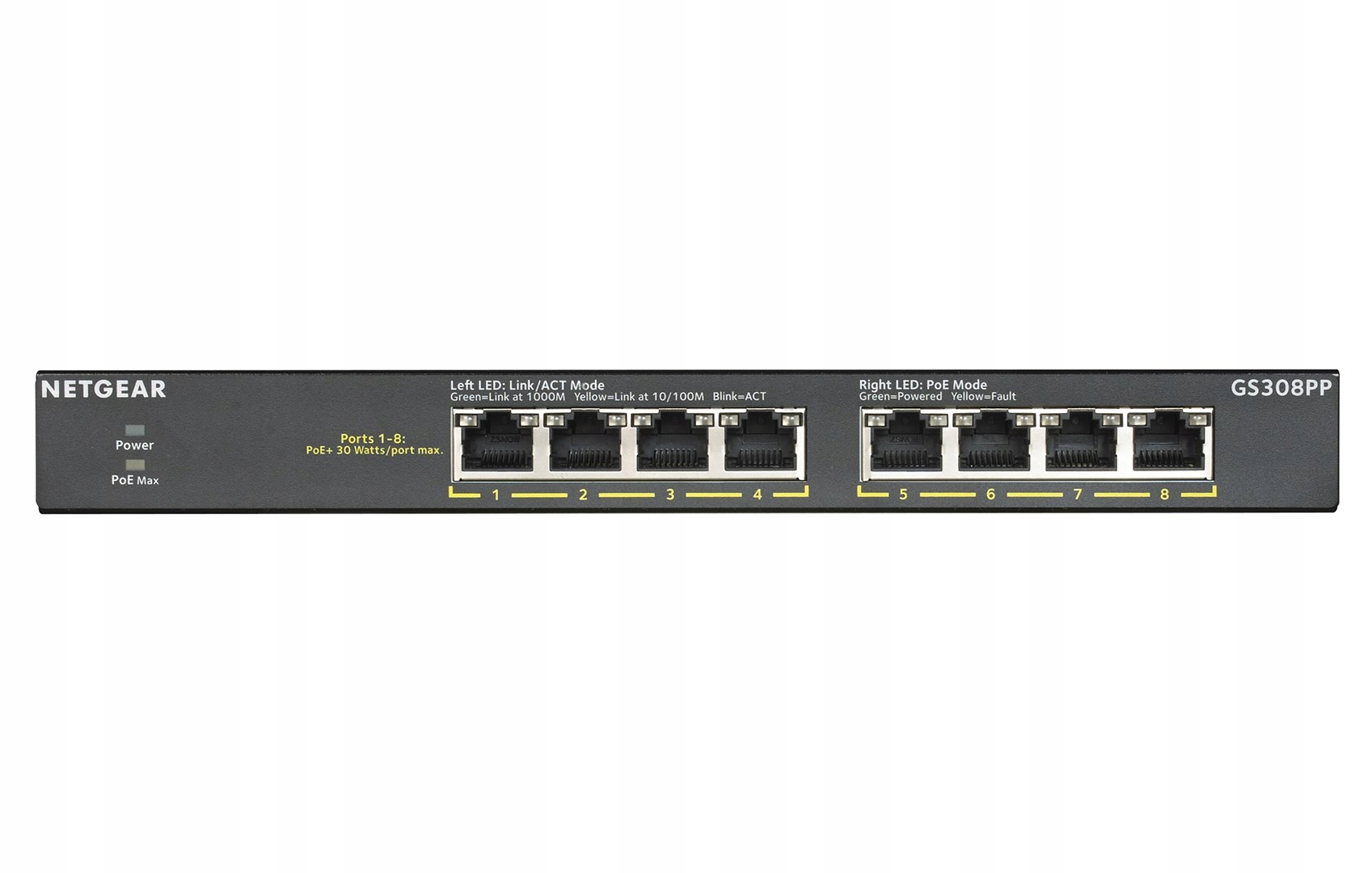 Wydajność i niezawodność – 8 portów Gigabit Ethernet z PoE+