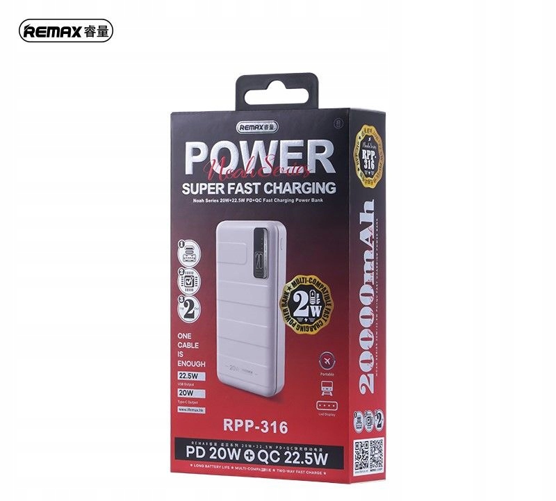 Wysoka pojemność 20000mAh – Zasilaj swoje urządzenia wielokrotnie