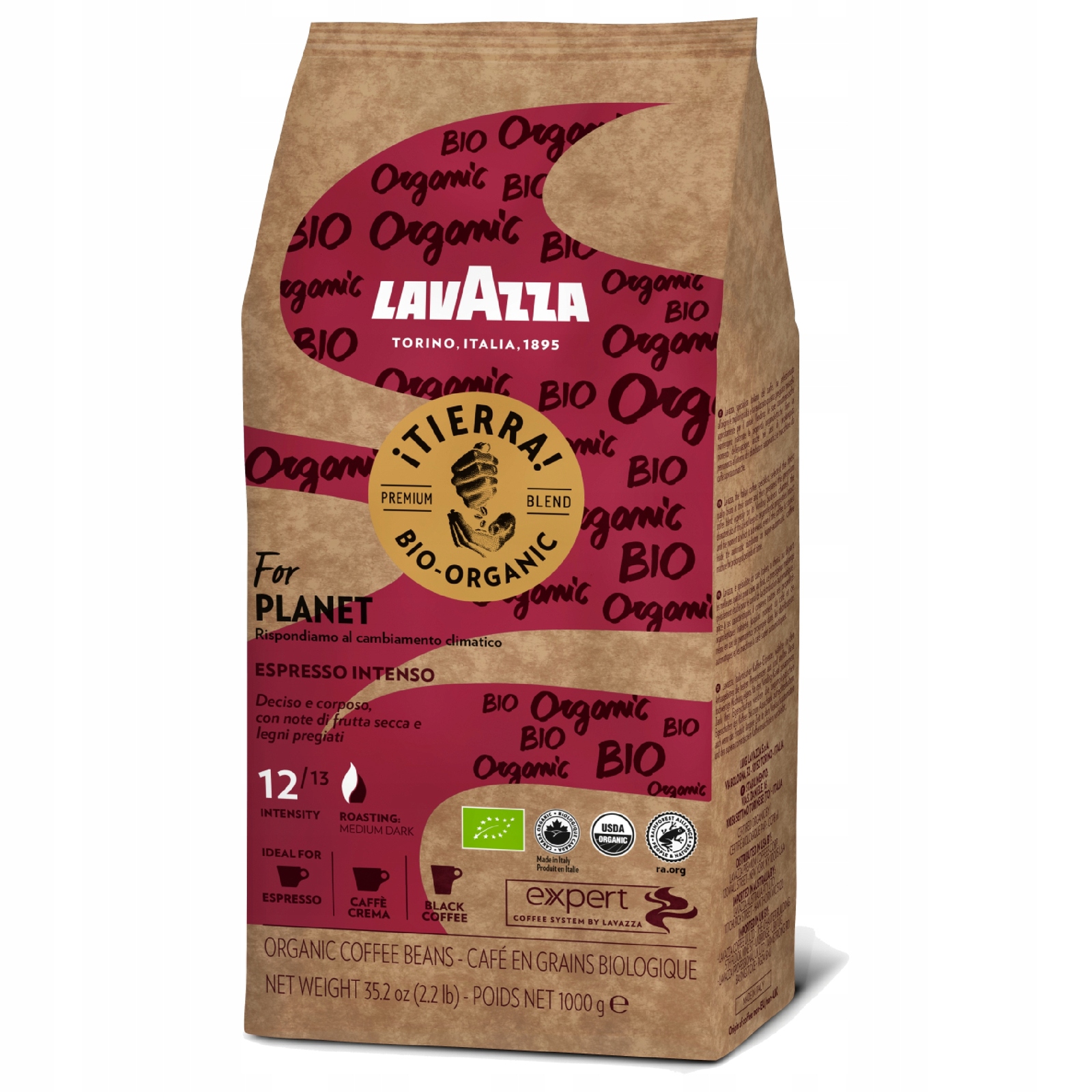 Kawa ziarnista TIERRA BIO* INTENSO 1 kg – Włoska kawa z pasją i jakością