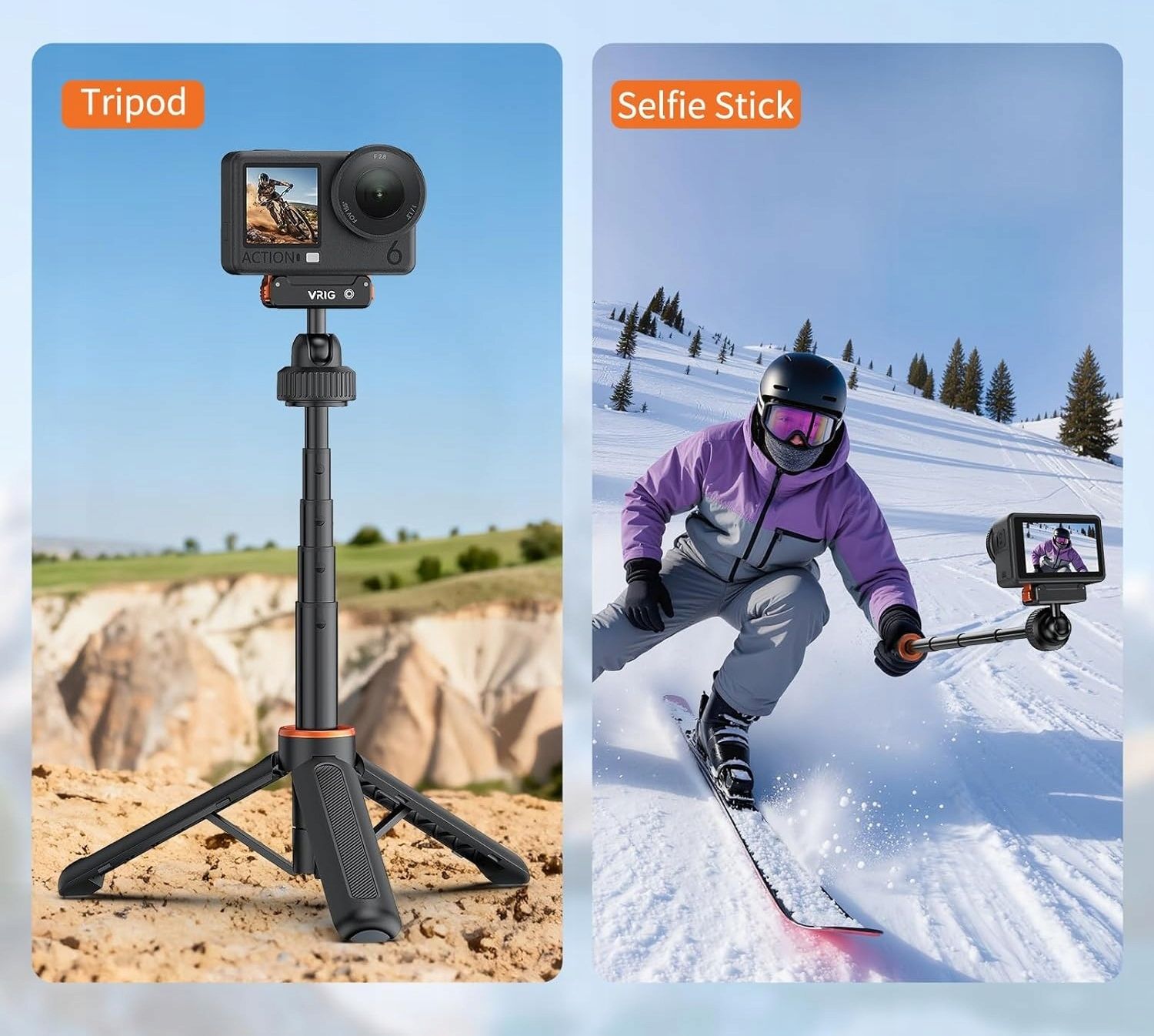 Funkcjonalność 3w1: Statyw, Selfie Stick i Grip w jednym