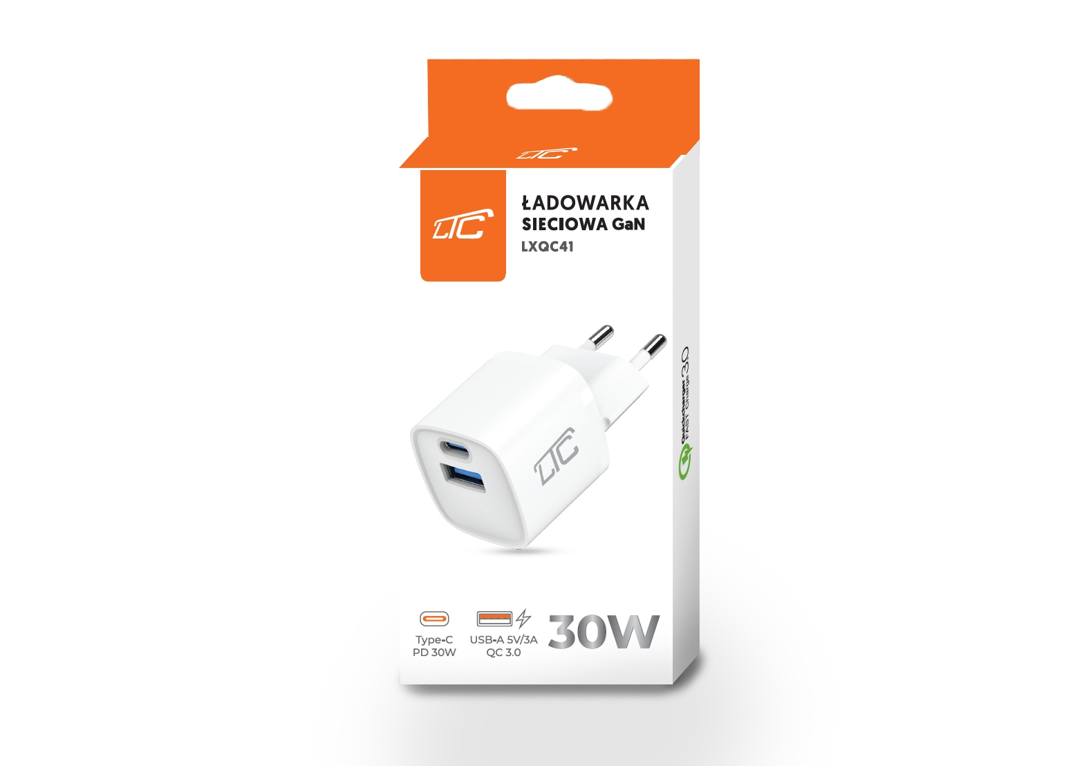 Ładowarka sieciowa 30W GaN USB-C PD + USB 3A LTC – Szybkie ładowanie dla Twoich urządzeń
