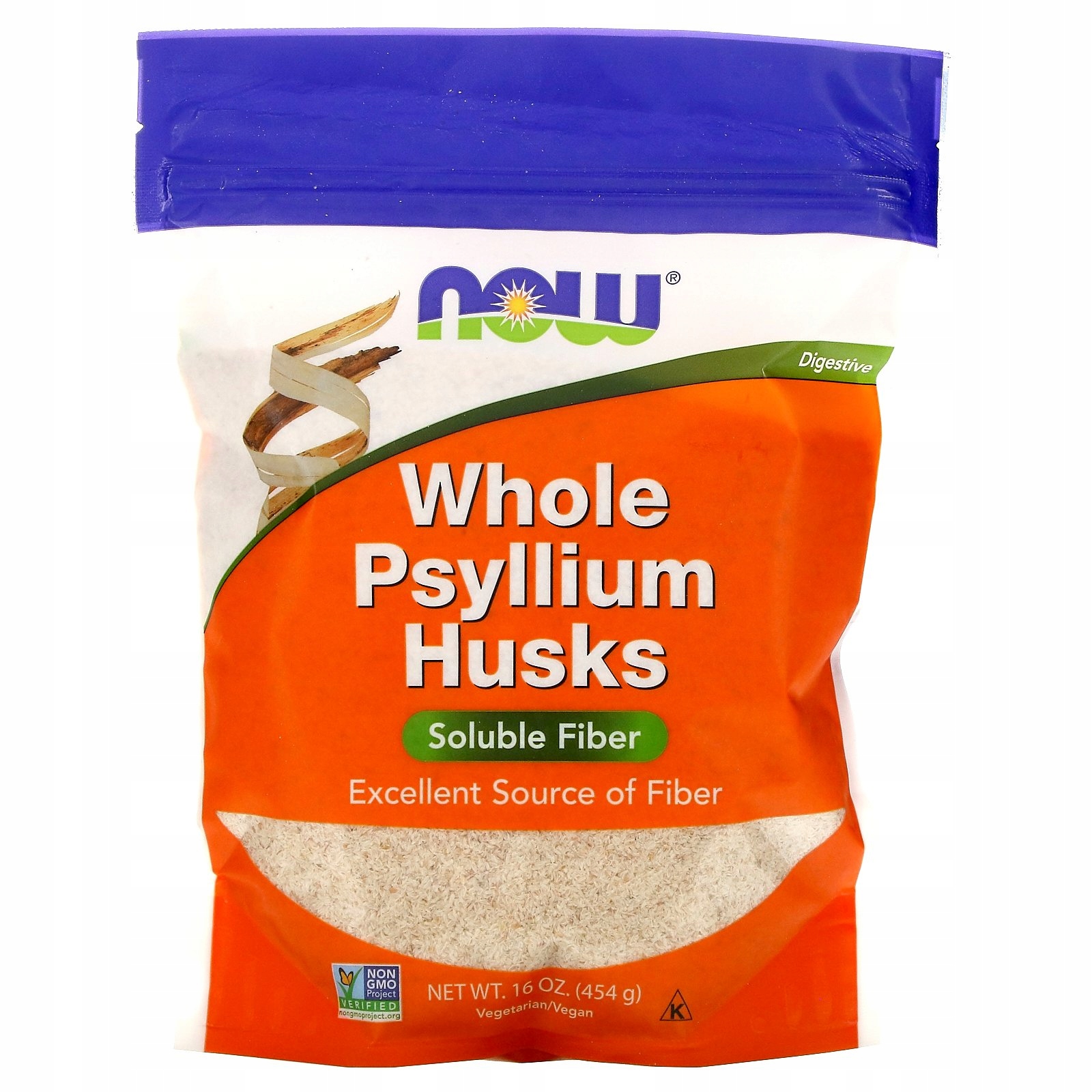 NOW FOODS Whole Psyllium Husk - Babka Płesznik Cała Łuska (454 g) – wsparcie dla zdrowia
