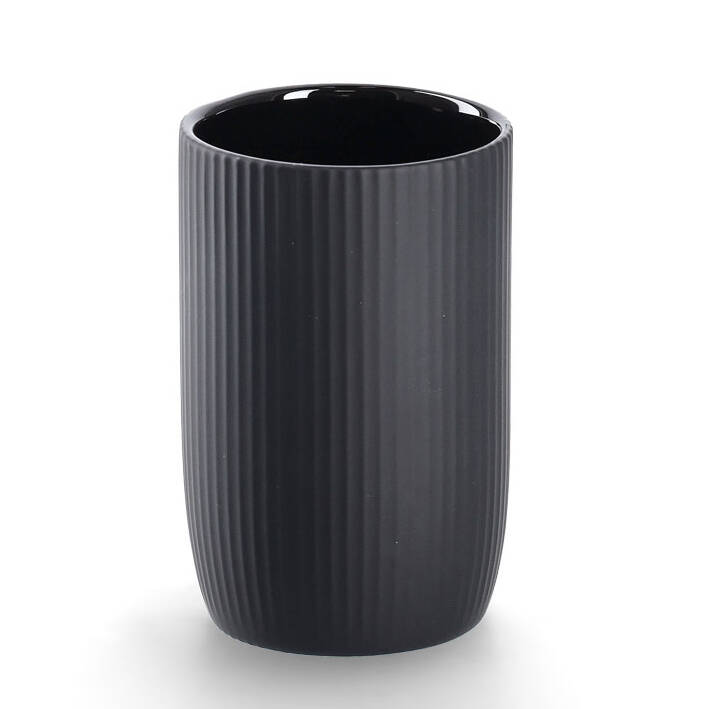 Zeller Ceramiczny prążkowany kubek na szczoteczki, Ø 7,7 cm – Elegancki dodatek do łazienki