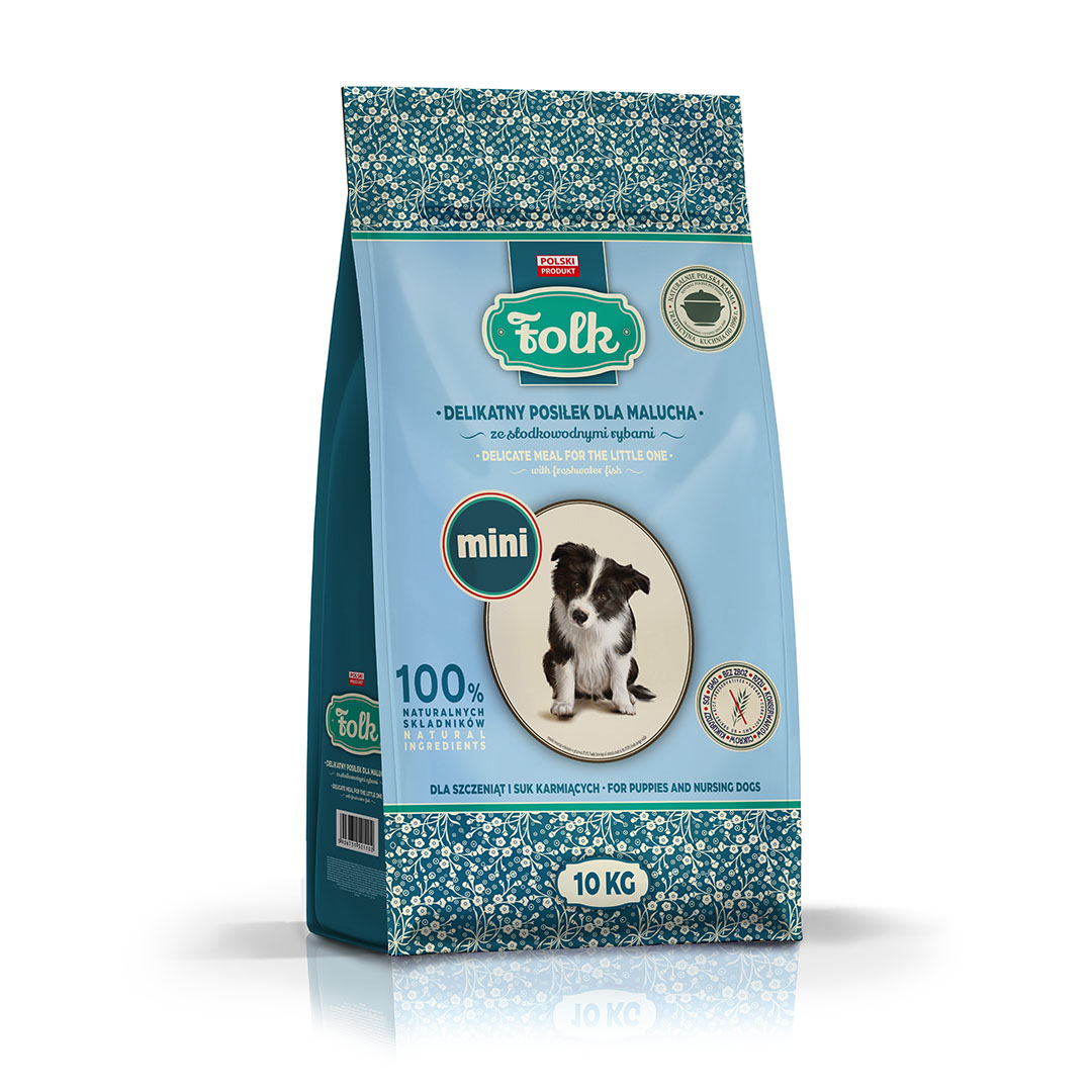 Delikatny posiłek dla malucha ze słodkowodnymi rybami – Karma sucha dla psa FOLK Junior MINI 10 kg