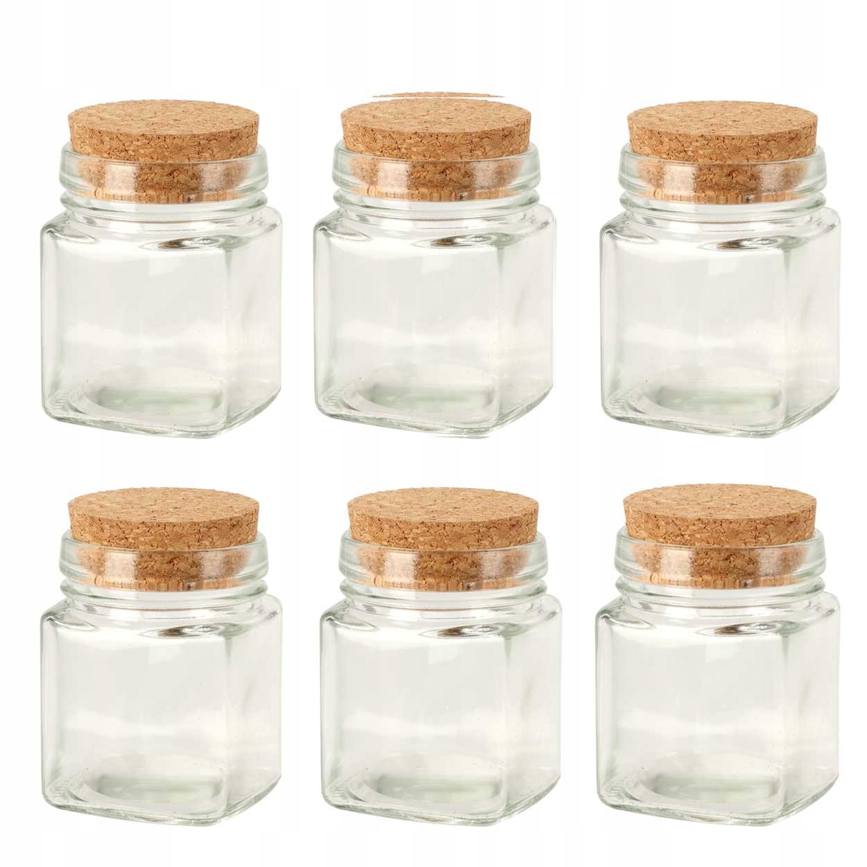 Elegancki zestaw 6 szklanych pojemników na przyprawy