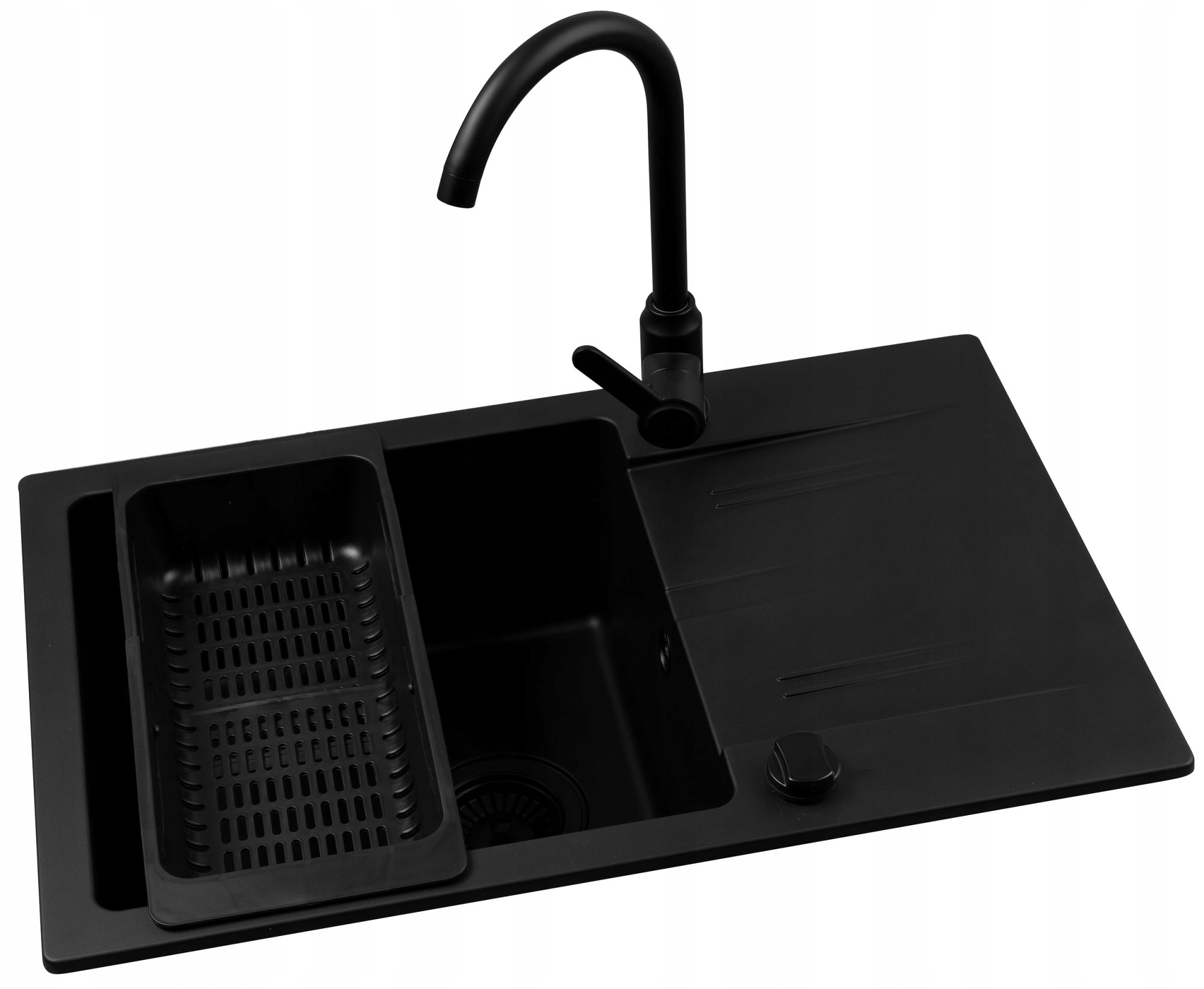 Zlew Karpathos 68x44 1B 1D Volcano Black Edition + Bateria Lungo – Elegancja i funkcjonalność w Twojej kuchni
