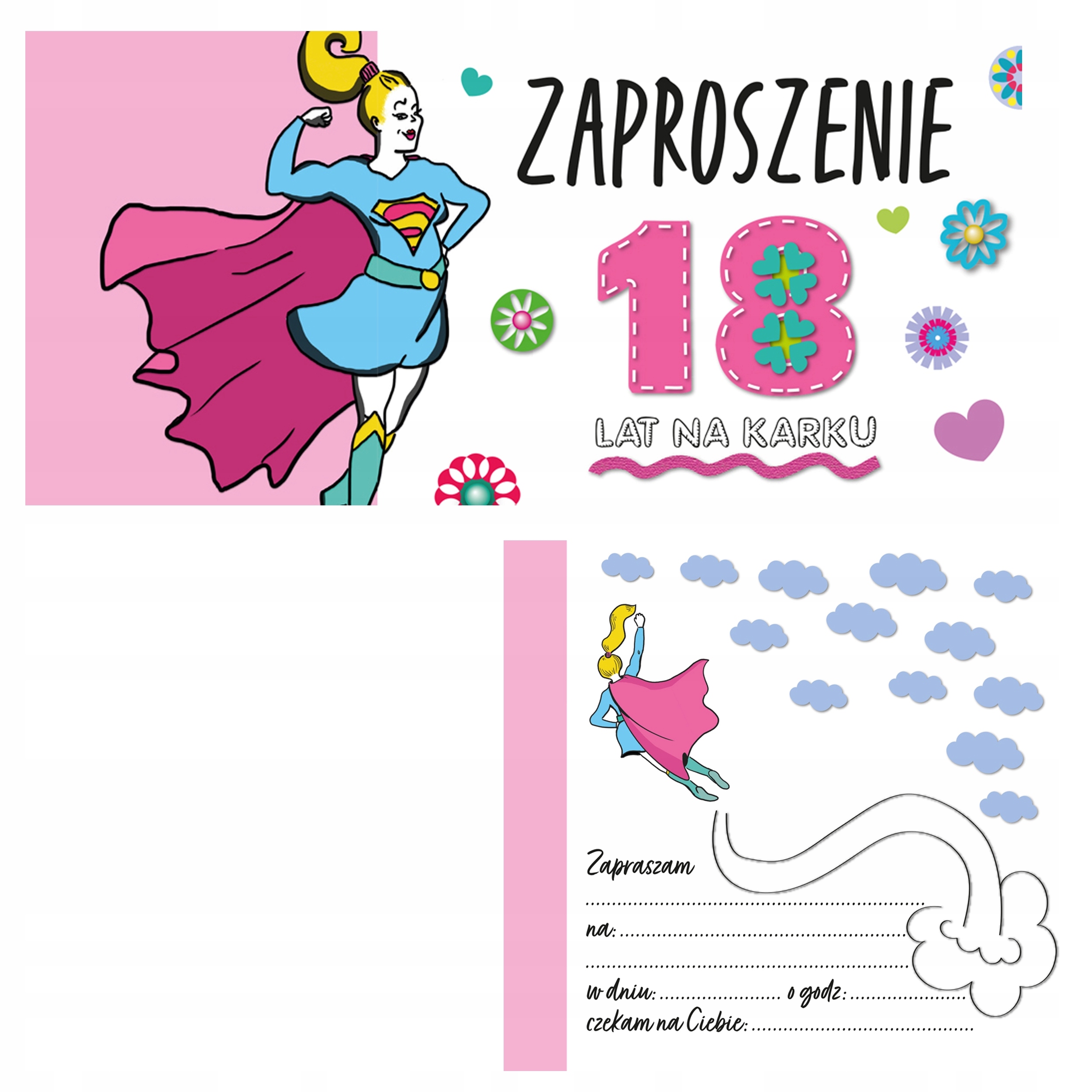 Zaproszenie Urodziny 18 - Dziewczyna (5 sztuk) – Wyjątkowy sposób na zaproszenie gości