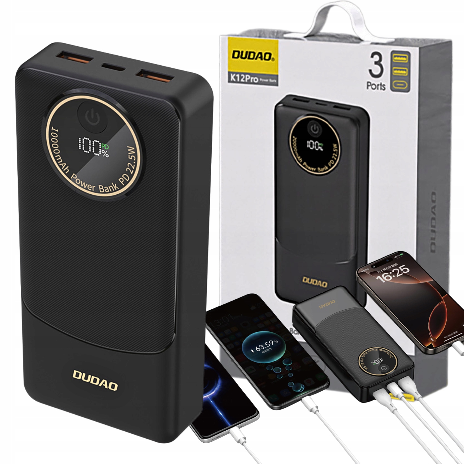 Powerbank Dudao K12Pro 22,5W PD 20000mAh USB-A, USB-C – Niezawodne źródło energii