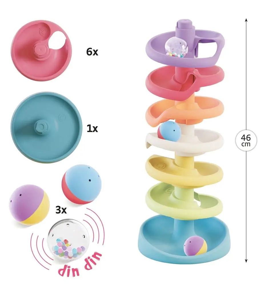 Budowanie wysokiej wieży z kolorowymi kulkami