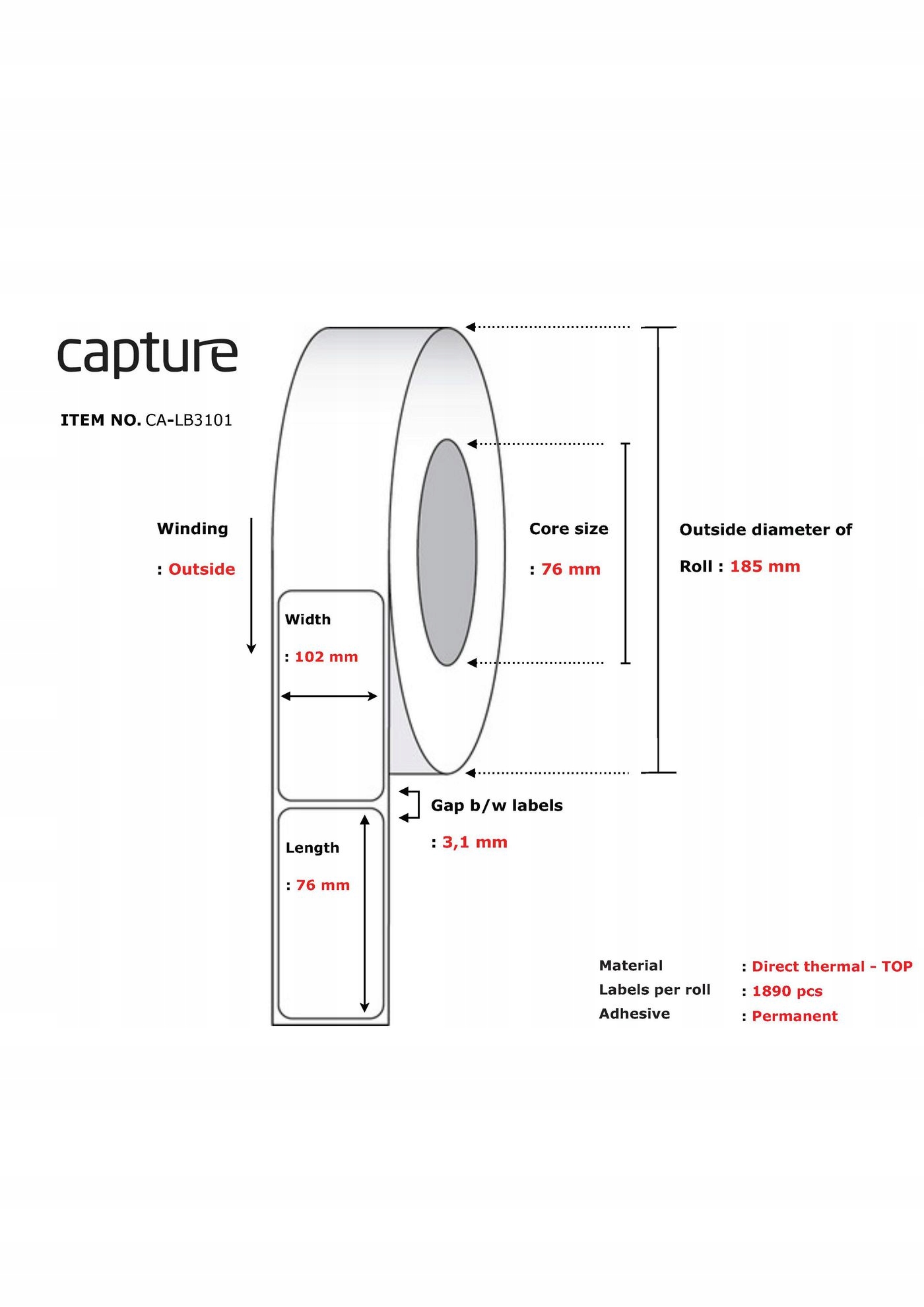 Etykiety Capture 102x76, Core 76 – Idealne rozwiązanie do druku