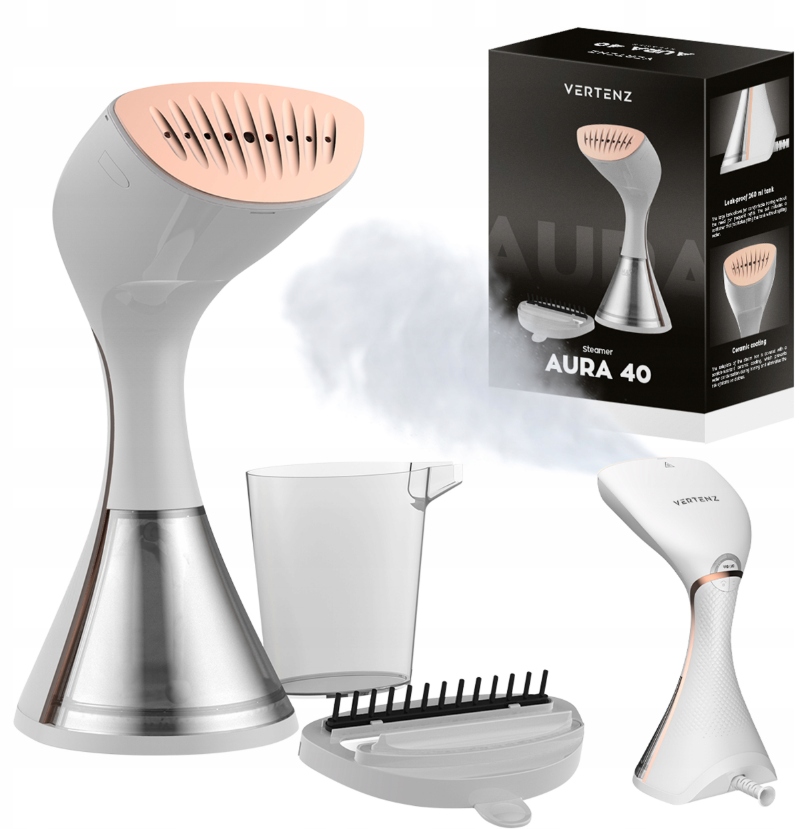 Parownica Steamer Do Ubrań Vertenz Aura 40 White 1650 W – Wygodne prasowanie w każdej sytuacji